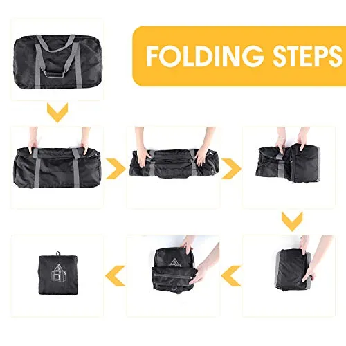 28" Foldable Duffle Bag 120L for Travel Gym Sports Lightweight Luggage Duffel By WANDF (28 inches (80 Liter), Black 28'')
