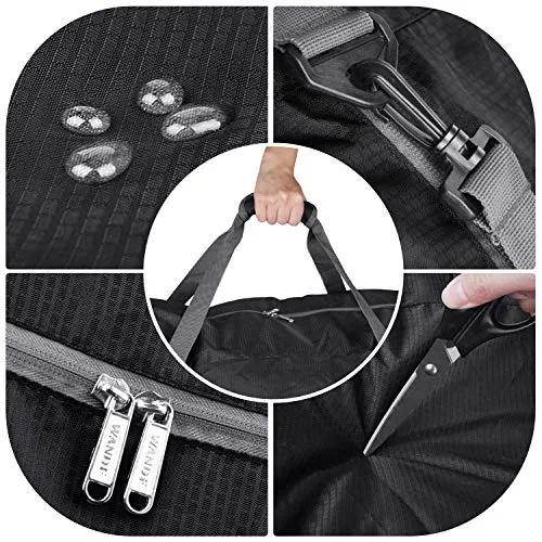 28" Foldable Duffle Bag 120L for Travel Gym Sports Lightweight Luggage Duffel By WANDF (28 inches (80 Liter), Black 28'')
