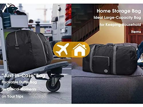 28" Foldable Duffle Bag 120L for Travel Gym Sports Lightweight Luggage Duffel By WANDF (28 inches (80 Liter), Black 28'')