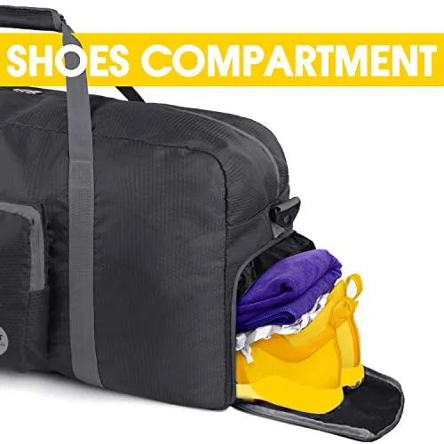 28" Foldable Duffle Bag 120L for Travel Gym Sports Lightweight Luggage Duffel By WANDF (28 inches (80 Liter), Black 28'')