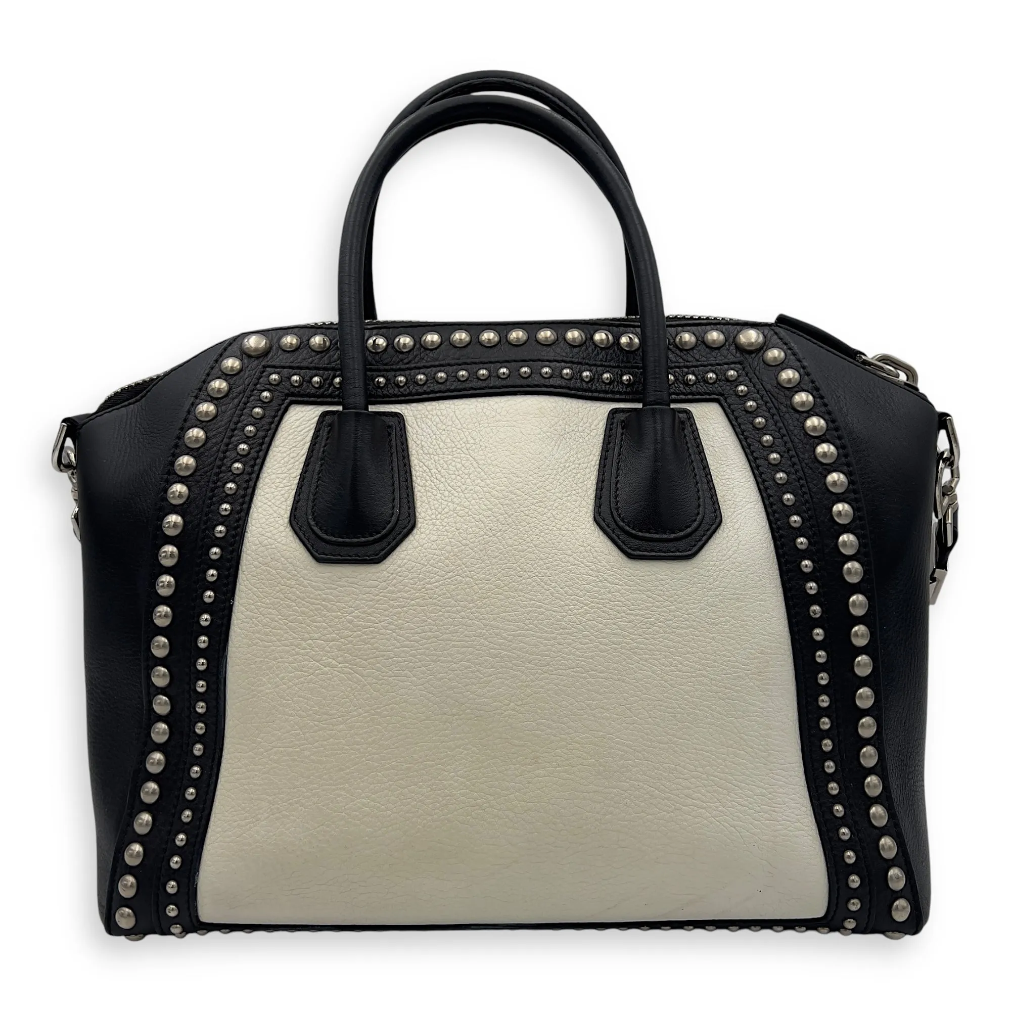 Antigona Top Handle Bag White in Calfskin, Silver hardware