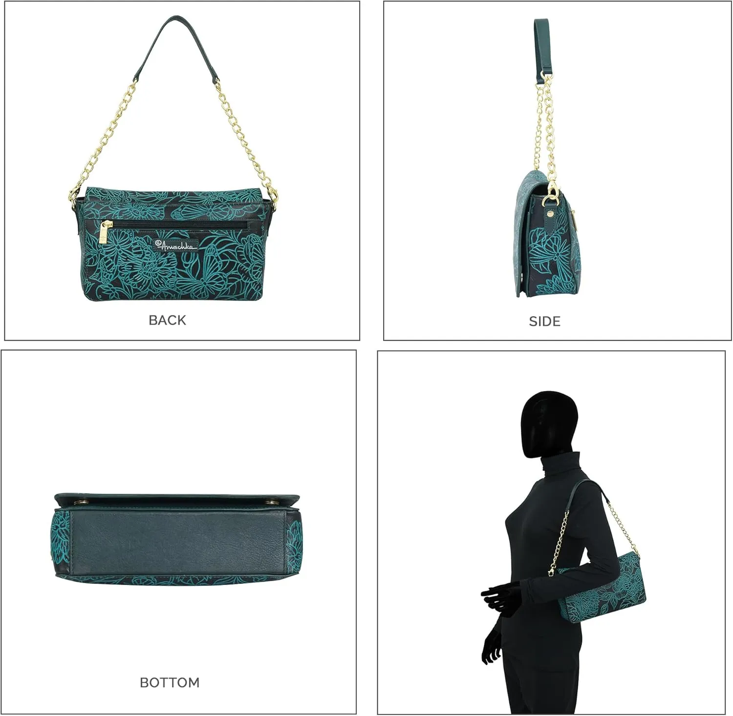 Anuschka Women's Original Hand-Painted Genuine Leather Flap Crossbody with Shoulder Strap