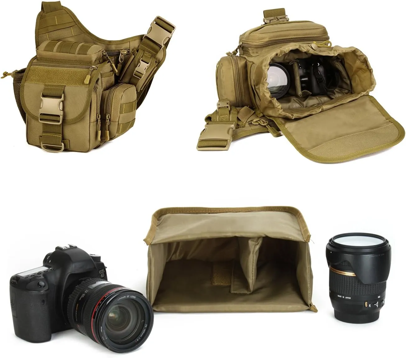 ArcEnCiel Camera Insert bag for all DSLR SLR Cameras (Coyote Brown)