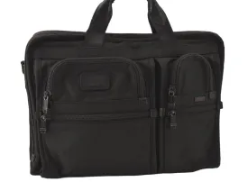 Authentic TUMI Vintage 2Way Briefcase Business Bag Canvas Leather Black 6402K