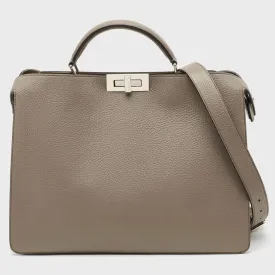 Beige Leather Medium Peekaboo ISeeU Top Handle Bag