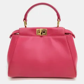 Beige Leather Peekaboo Mini Handbag