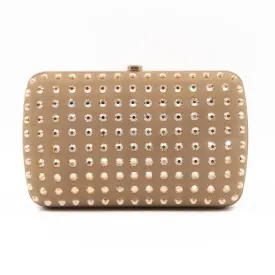 Broadway Khaki Suede Crystal Embellished Clutch