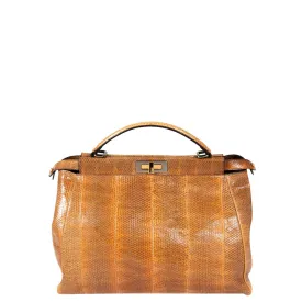 Brown Python Mini Peekaboo Top Handle Bag