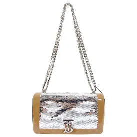 Burberry Small TB Silver Sequin Lola Chain Strap Crossbody Bag