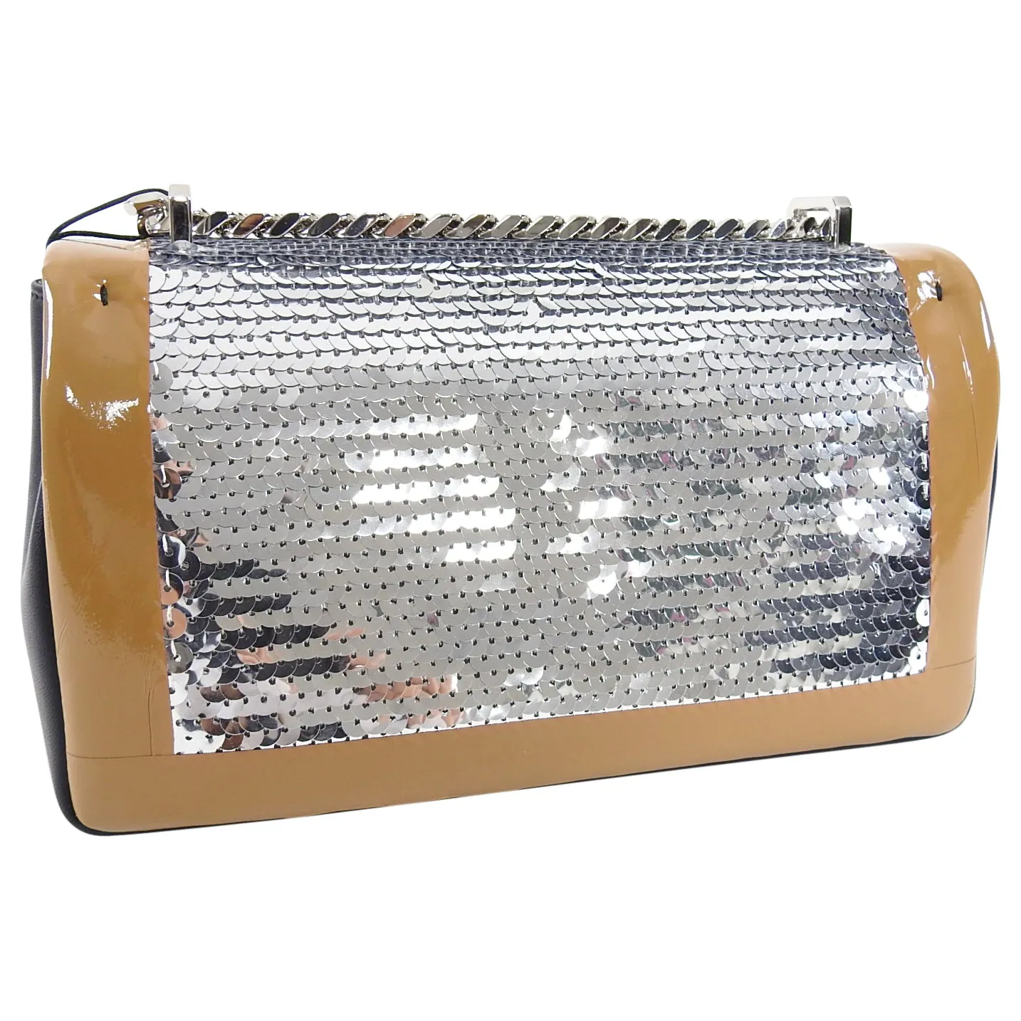 Burberry Small TB Silver Sequin Lola Chain Strap Crossbody Bag
