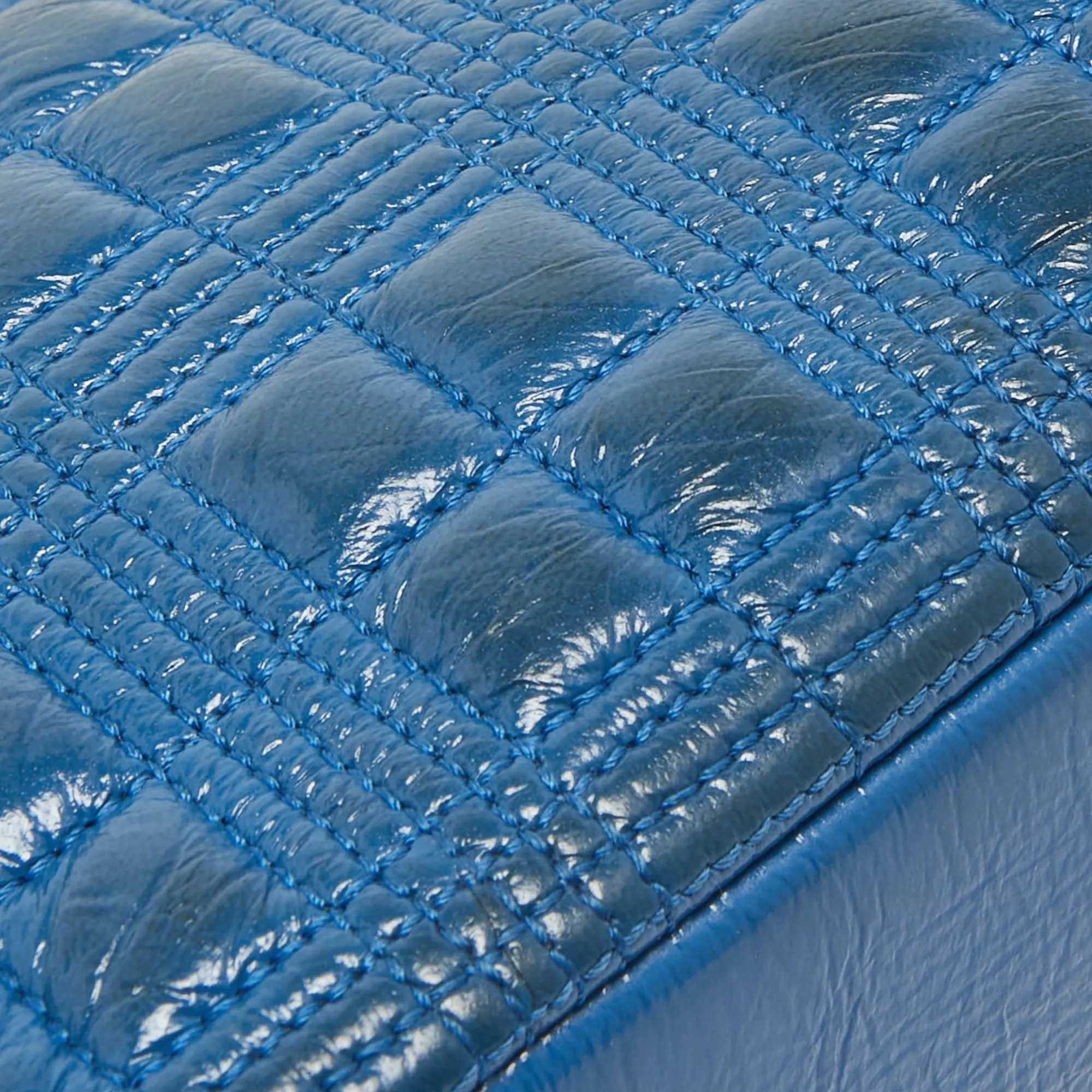 BURBERRY Warm Royal Blue Quilted Patent Leather Small Lola Chain Shoulder Bag
