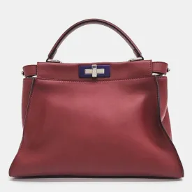 Burgundy Leather Regular Monster Peekaboo Bag