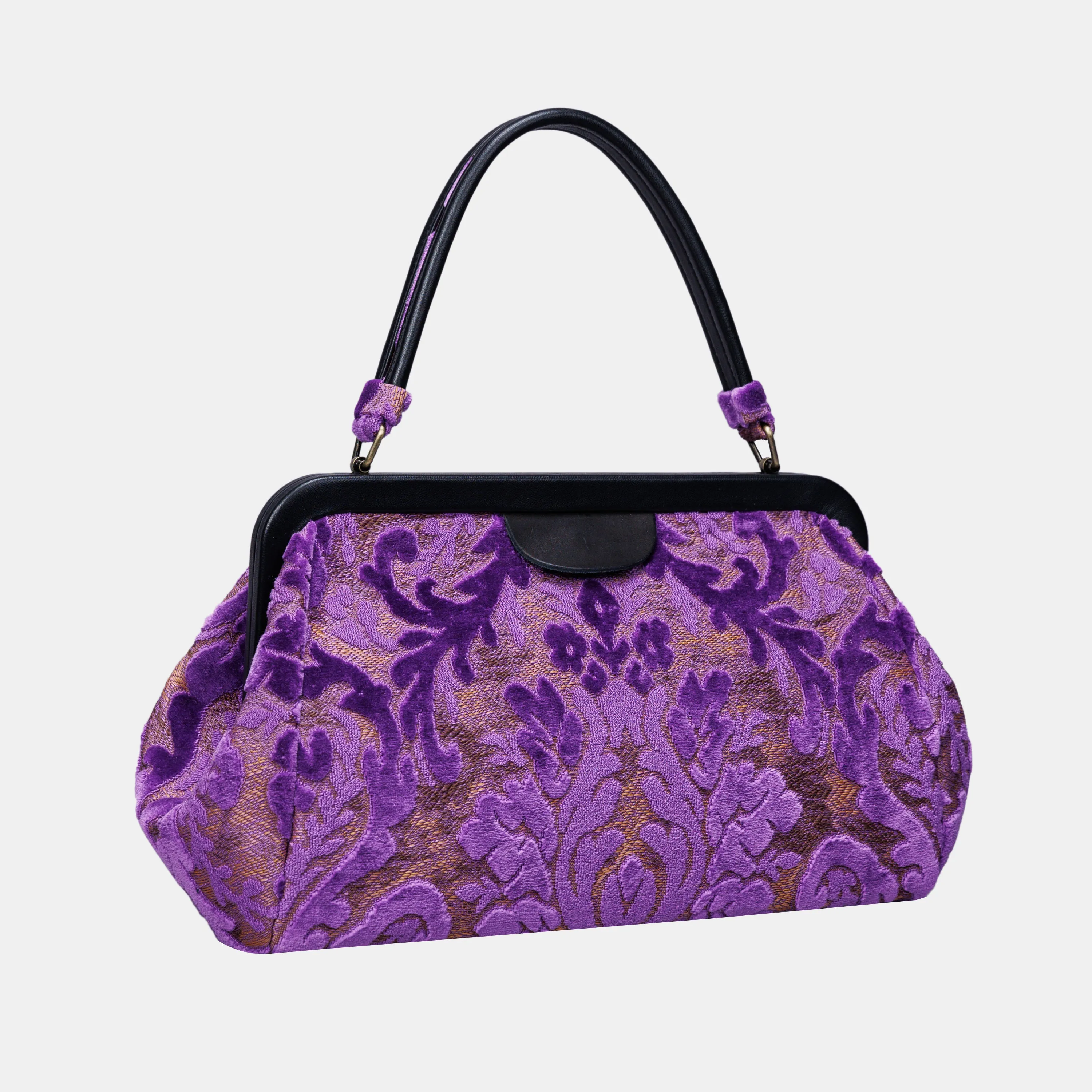 Burnout Velvet Purple Top Handle Purse