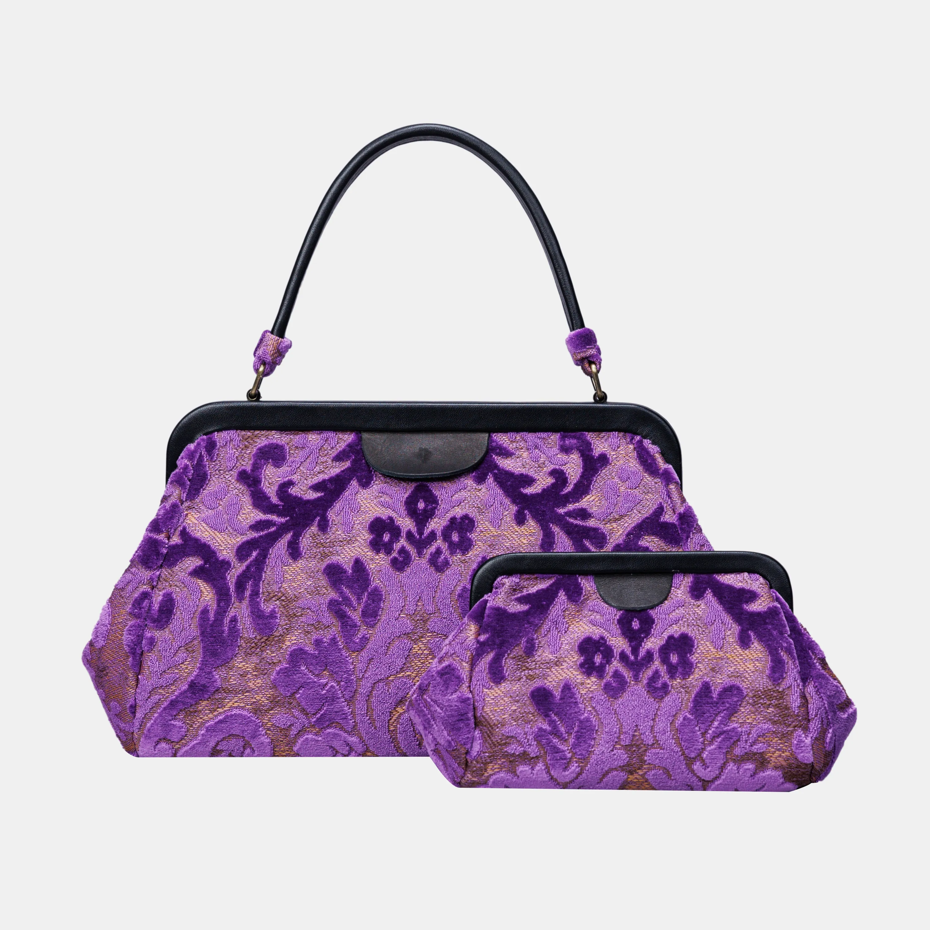 Burnout Velvet Purple Top Handle Purse