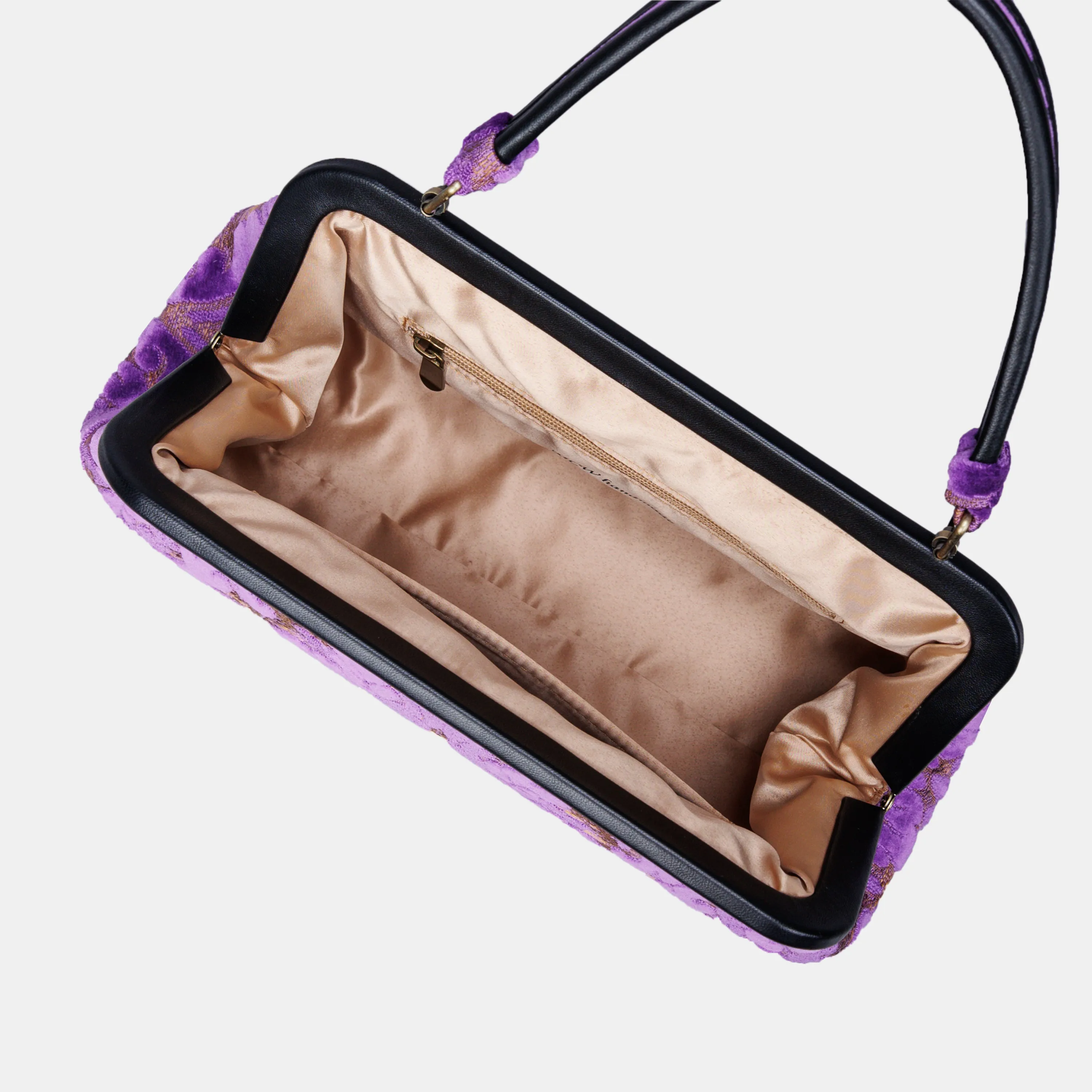 Burnout Velvet Purple Top Handle Purse