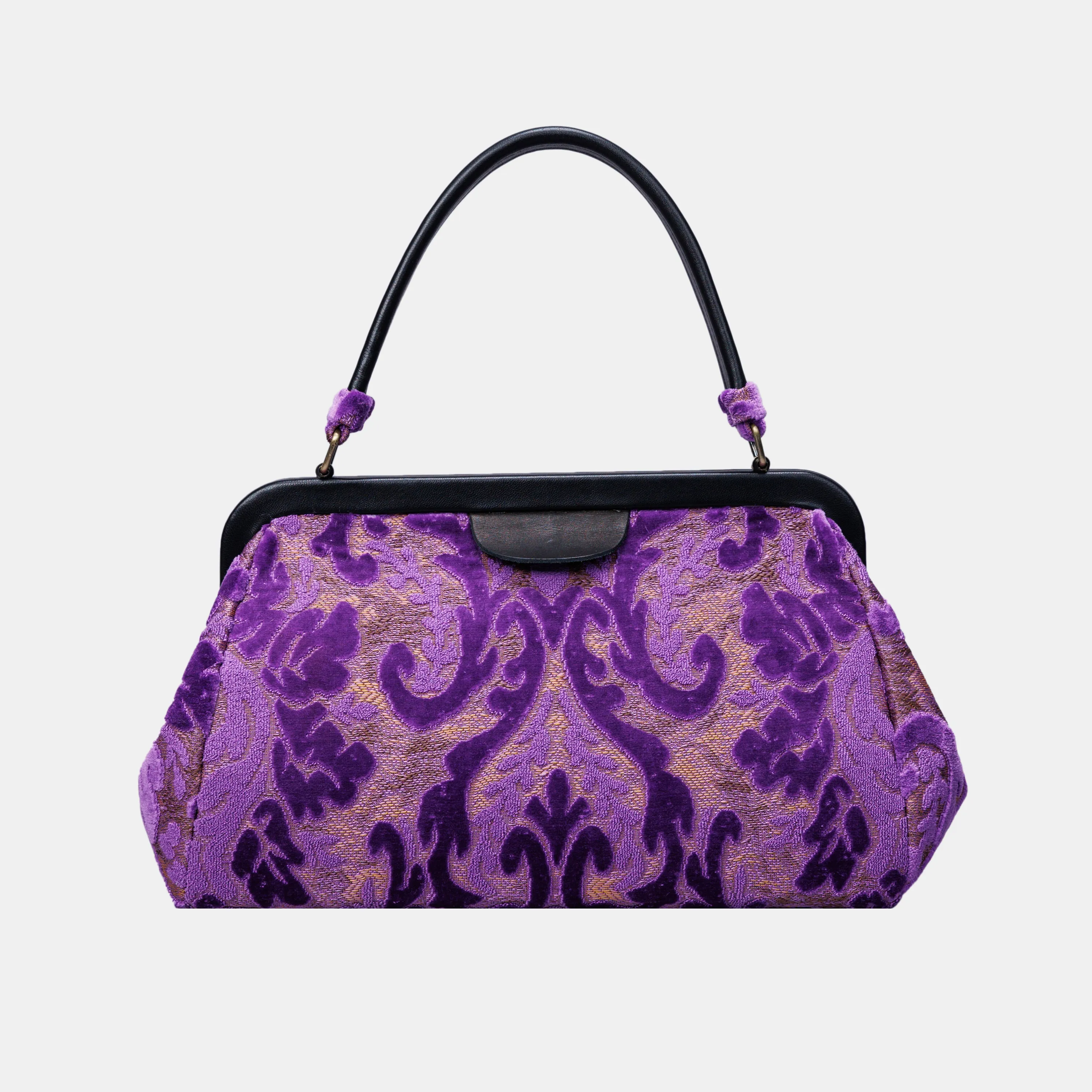 Burnout Velvet Purple Top Handle Purse