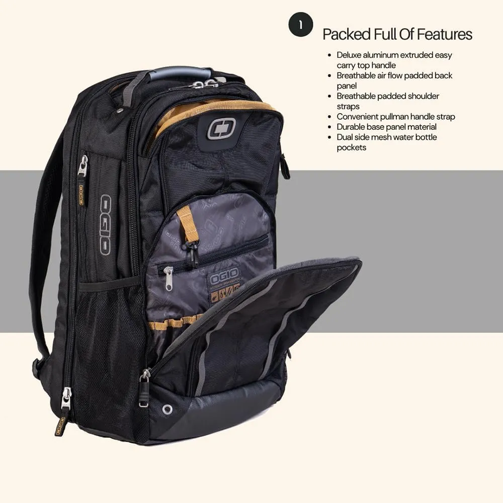 Callaway Axle 17" Laptop Backpack, Black, 19.25" H x 13" W x 9.25" D