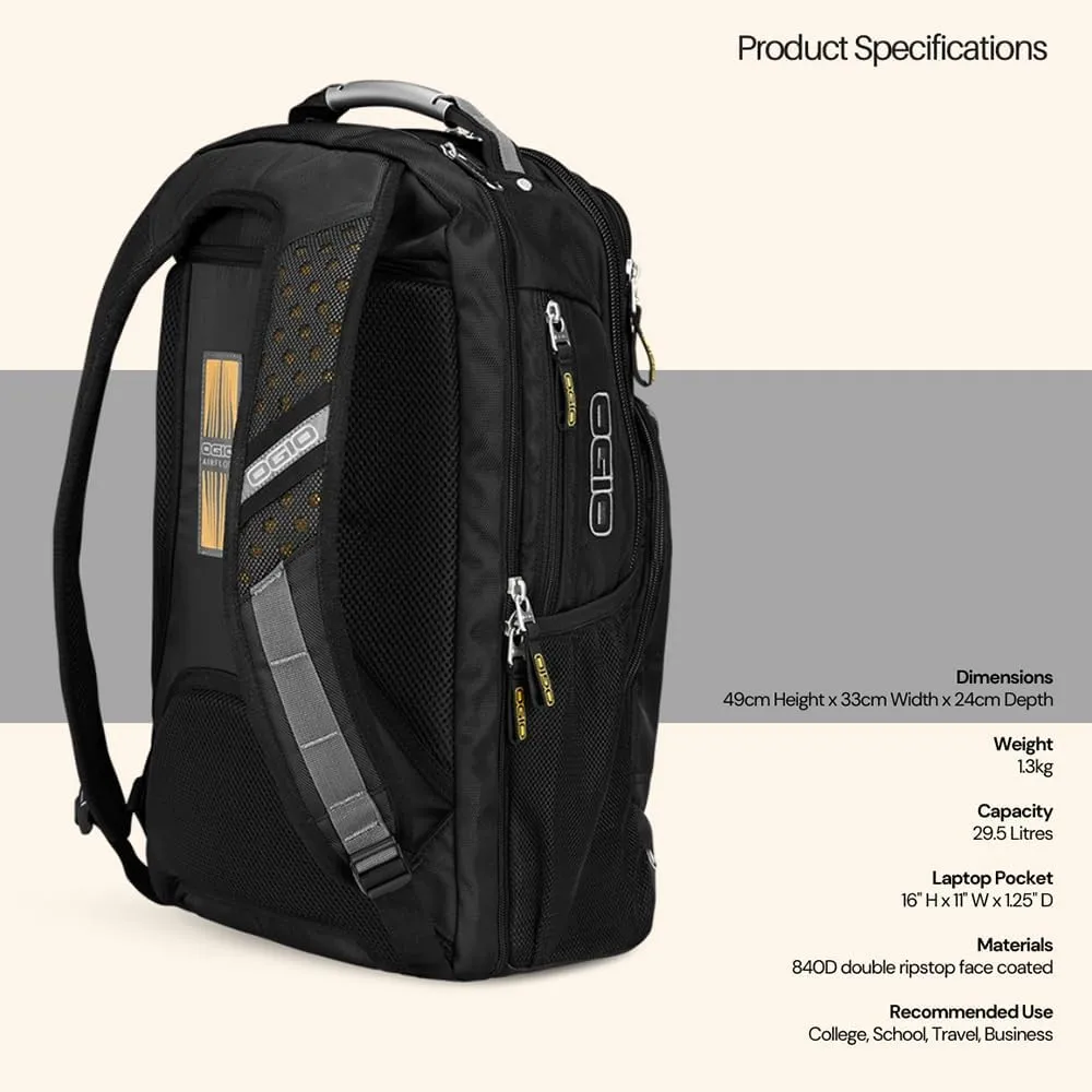 Callaway Axle 17" Laptop Backpack, Black, 19.25" H x 13" W x 9.25" D