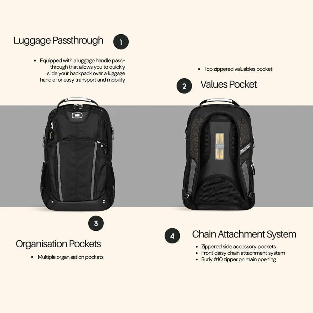 Callaway Axle 17" Laptop Backpack, Black, 19.25" H x 13" W x 9.25" D