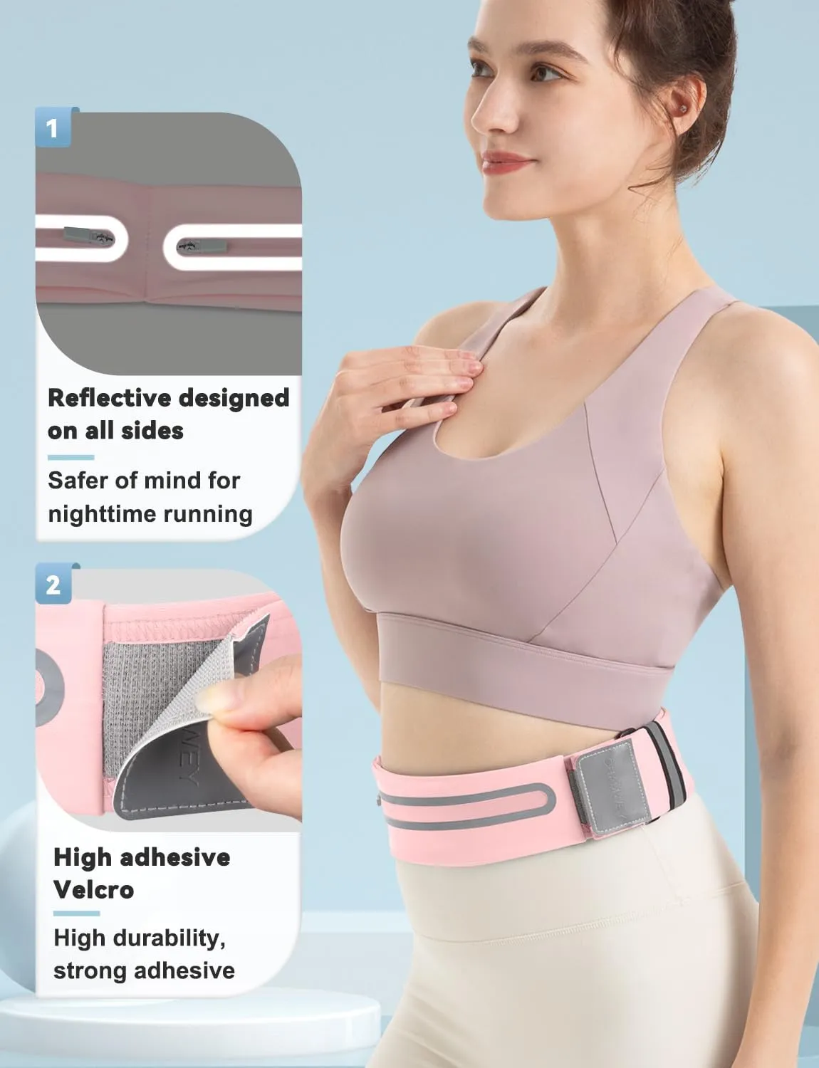 CHAMWEY waist pack running belt bag no bounce slim fit phone holder bottle pockets ultra light mini size