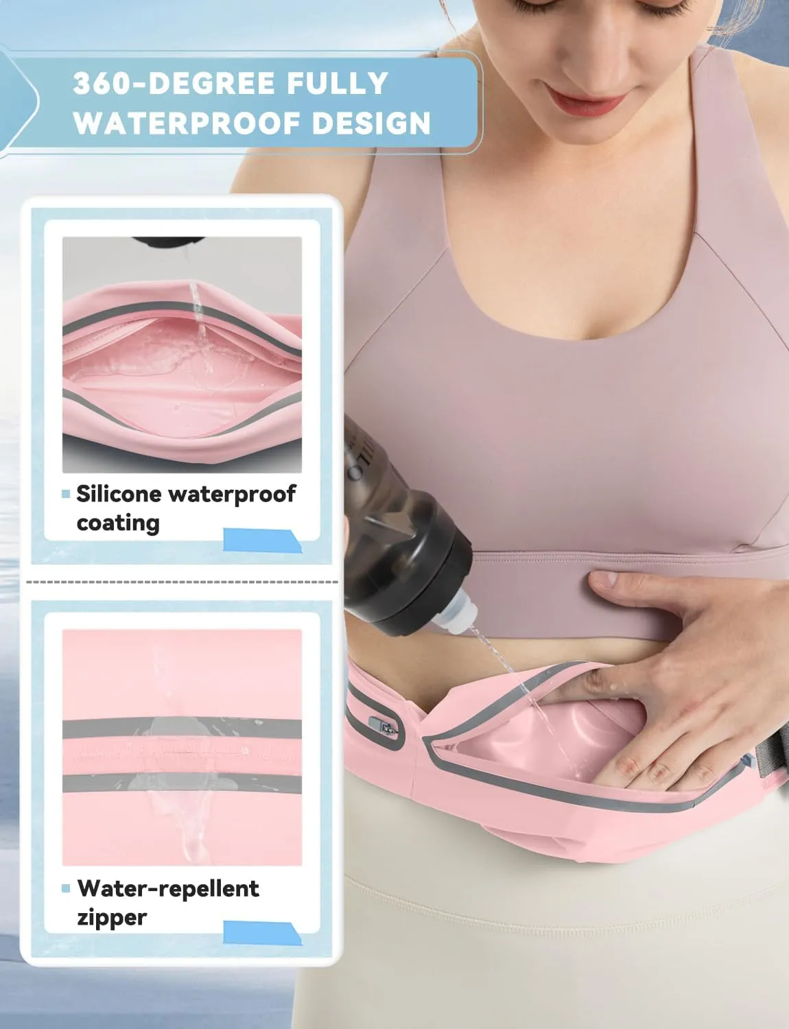 CHAMWEY waist pack running belt bag no bounce slim fit phone holder bottle pockets ultra light mini size