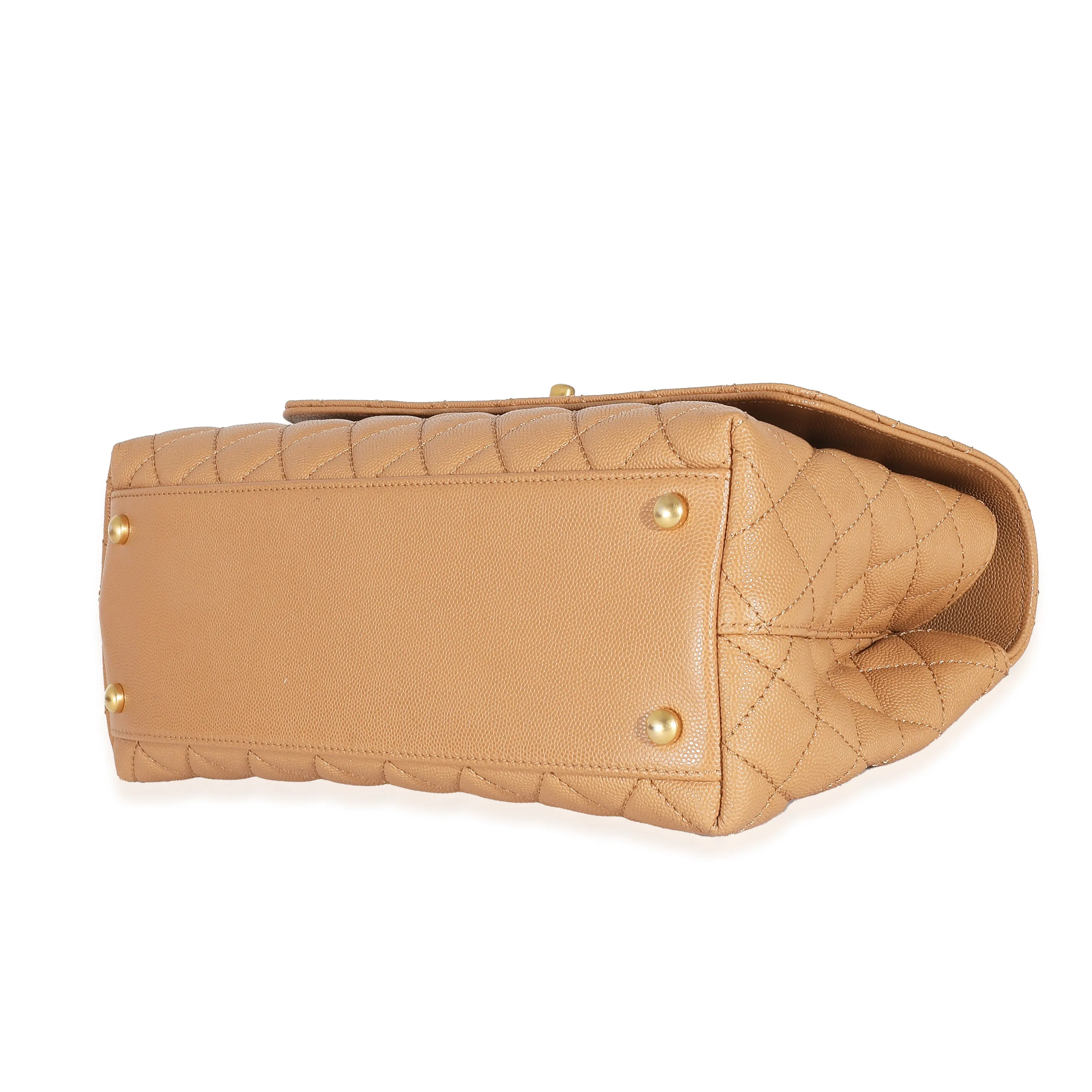 Chanel 23P Beige Quilted Caviar Large Coco Top Handle Bag