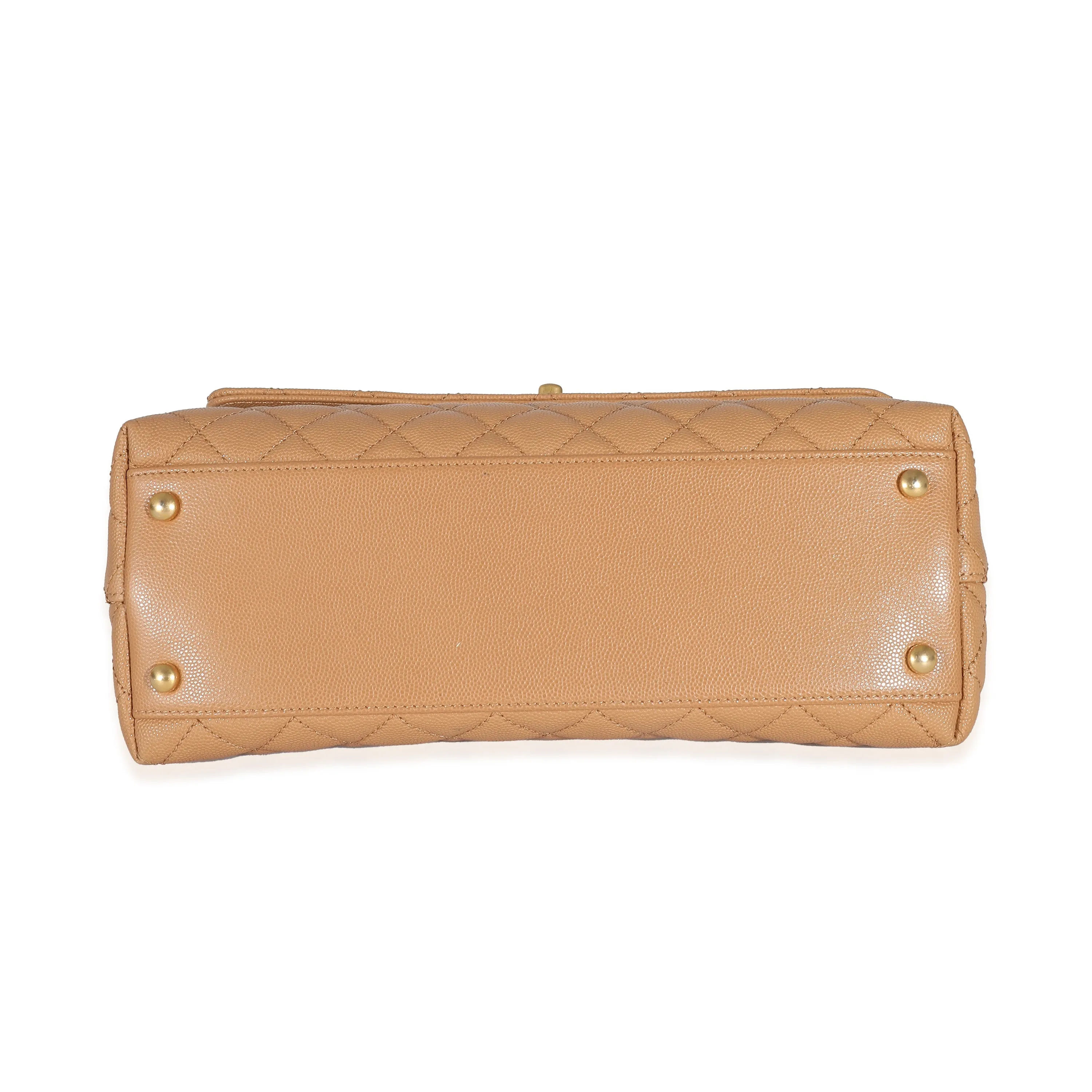 Chanel 23P Beige Quilted Caviar Large Coco Top Handle Bag