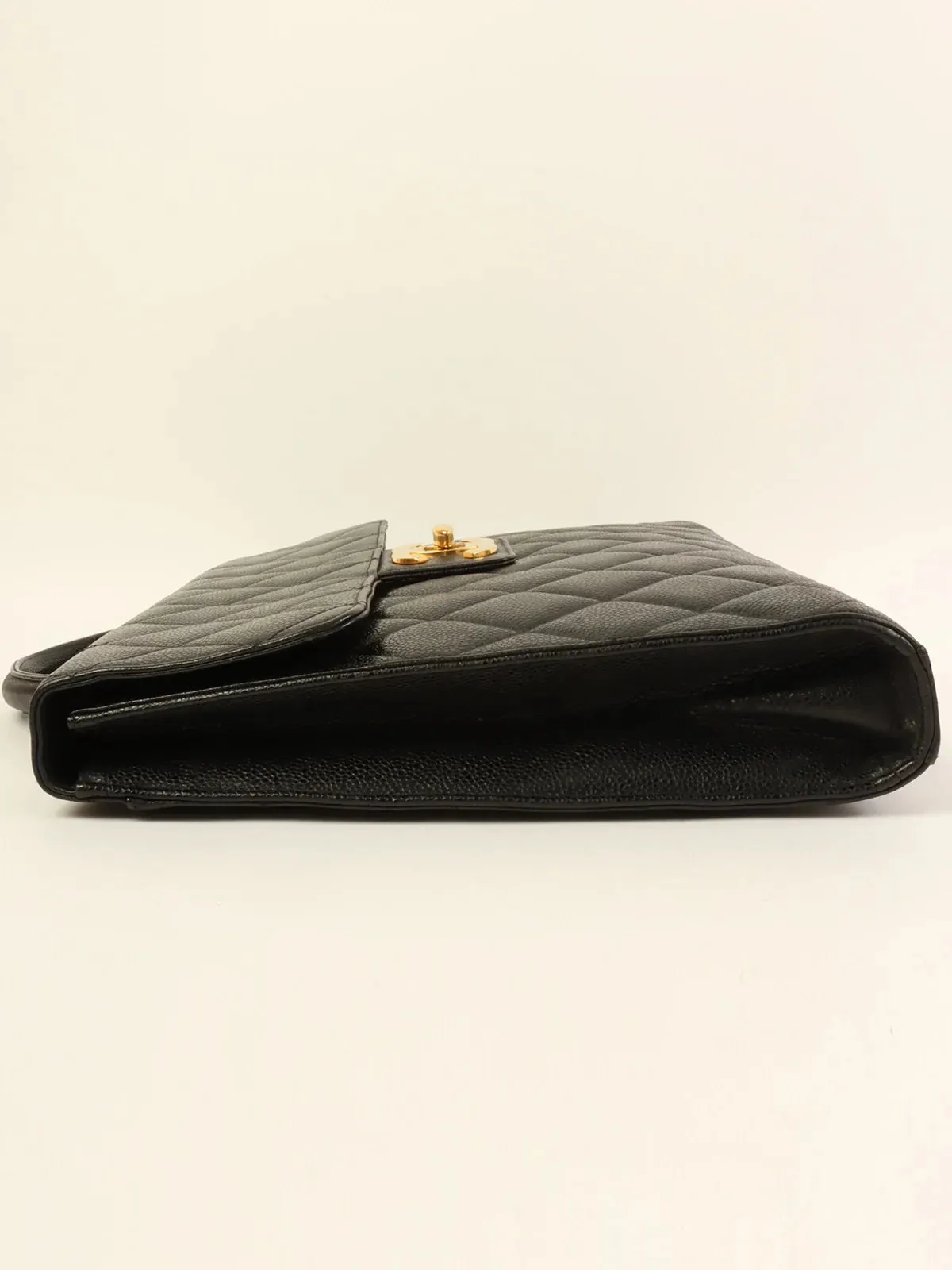 CHANEL Caviar Skin Turn-Lock Briefcase Black