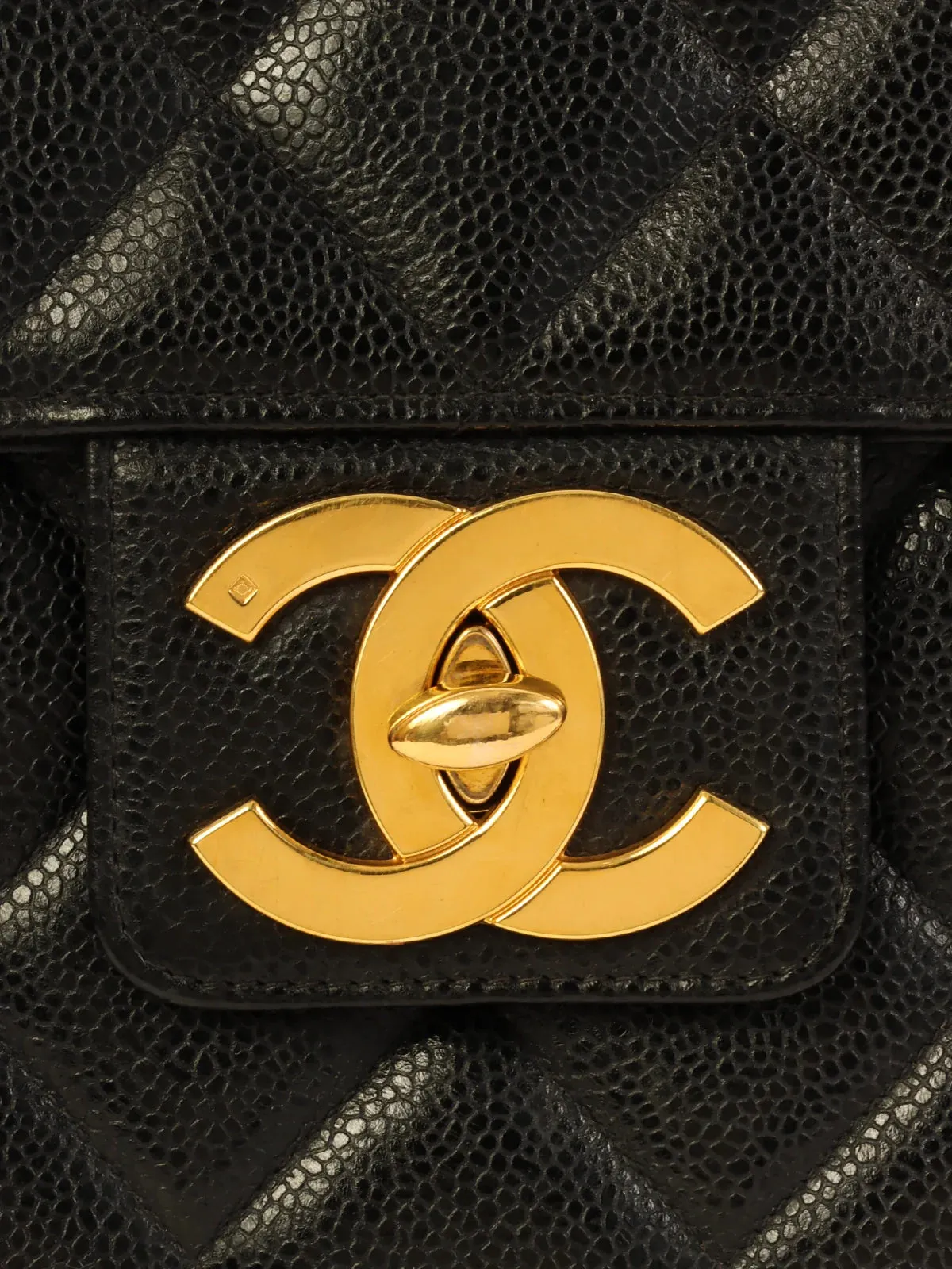 CHANEL Caviar Skin Turn-Lock Briefcase Black