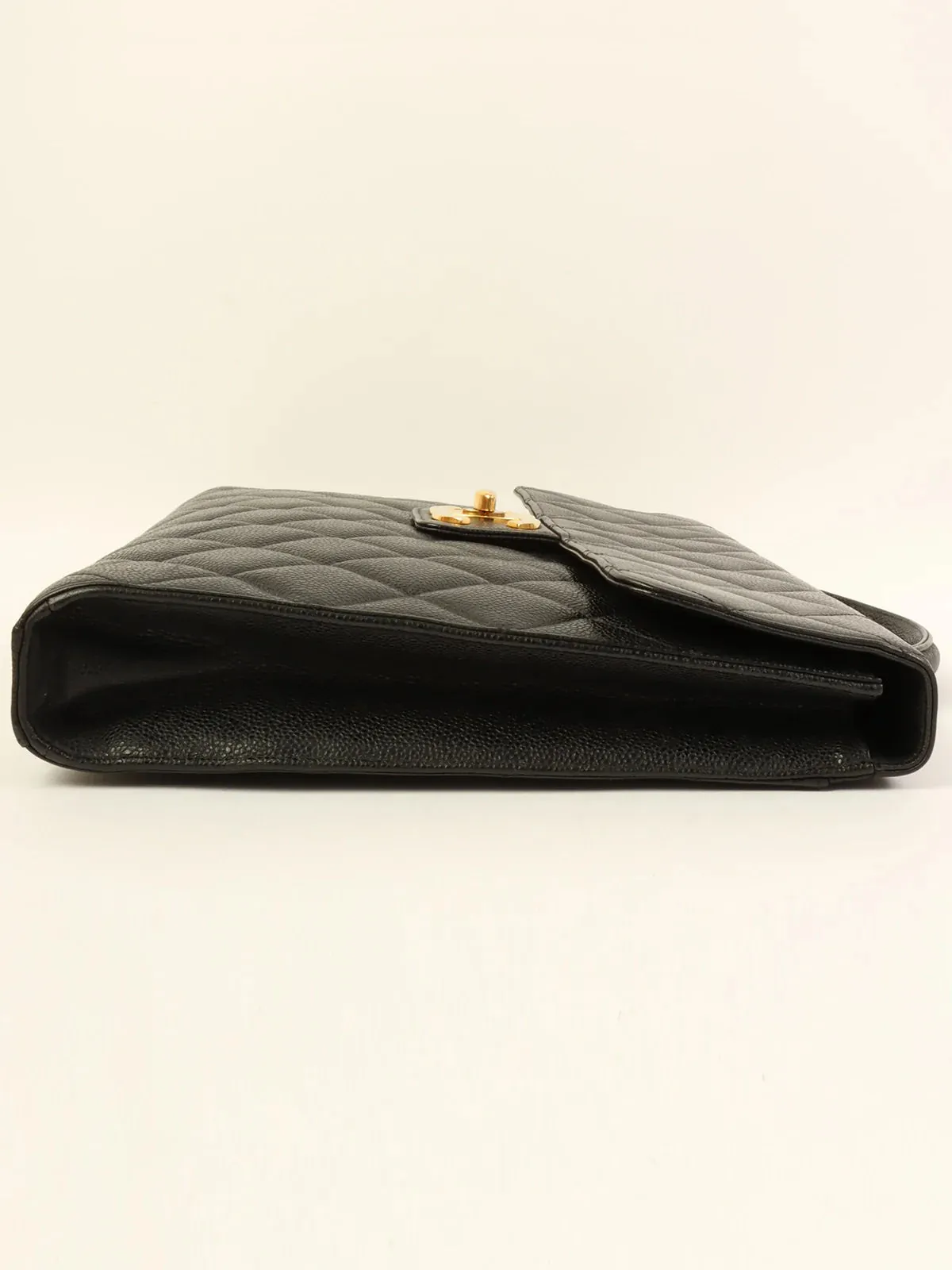 CHANEL Caviar Skin Turn-Lock Briefcase Black