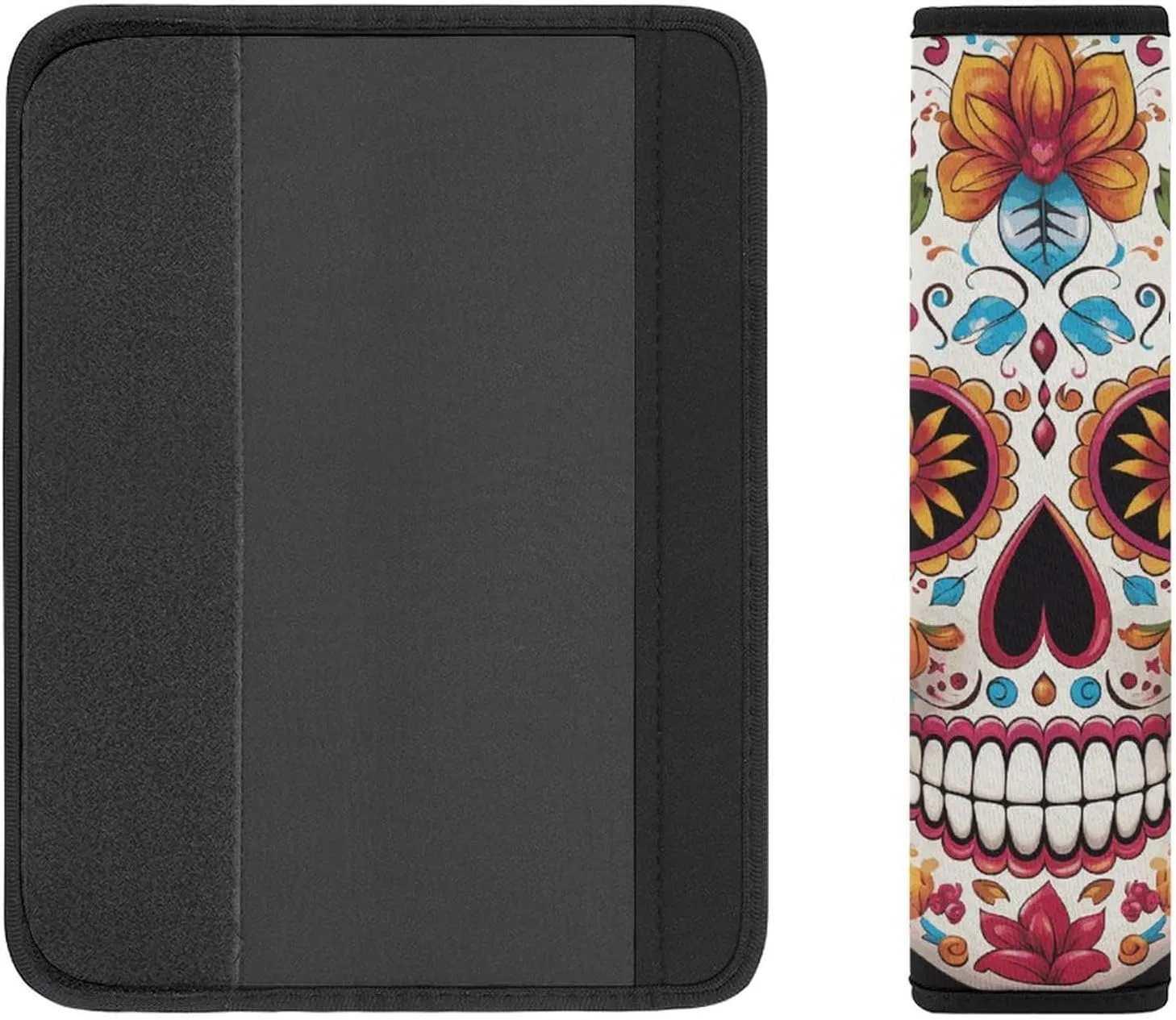Colorful Sugar Skull Auto Seat Belt Cover 2PCS Universal Car Seat Belt Shoulder Protector Pad, Protect Your Shoulders and Neck for Car Seat Belt, Shoulder Bag, Backpack