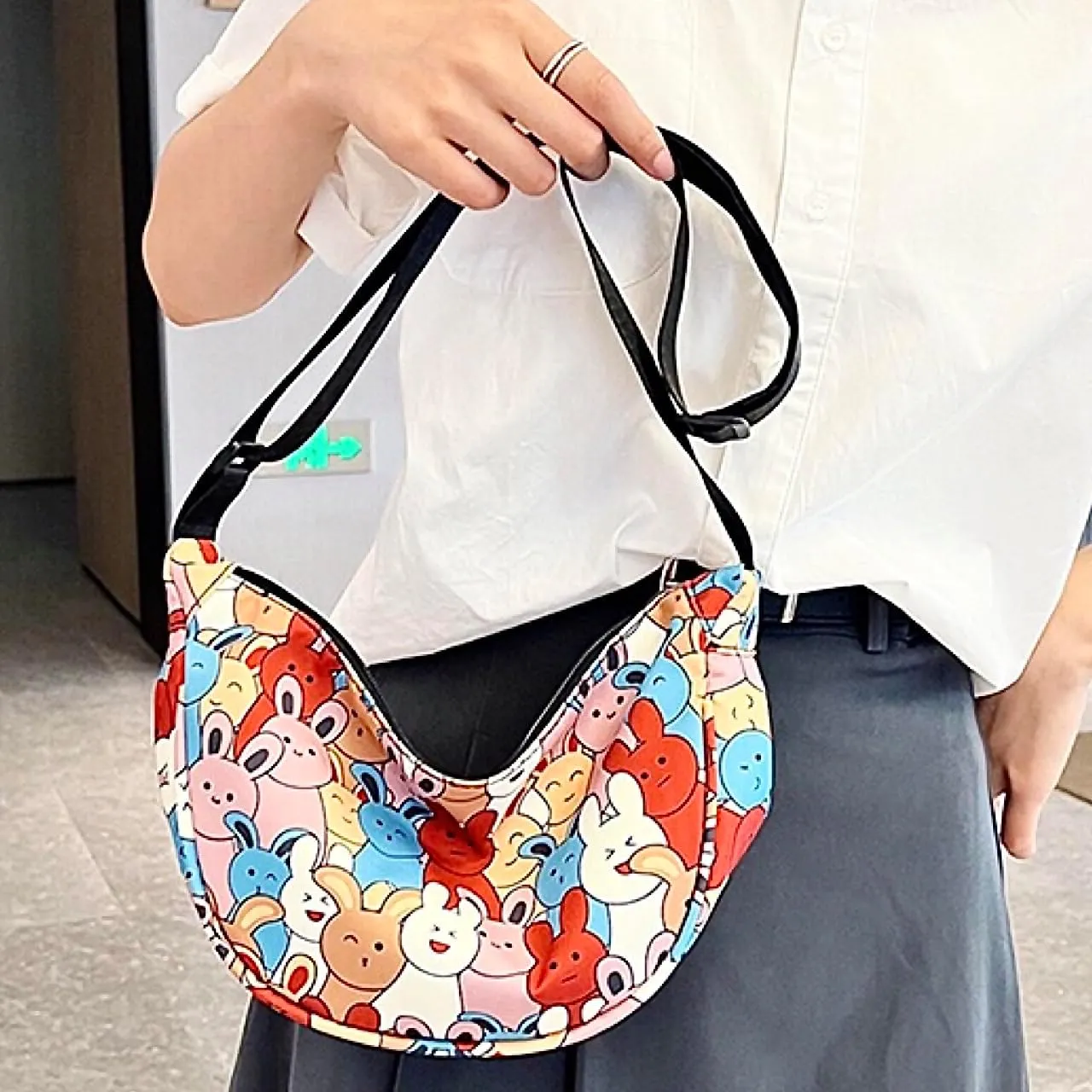 Crossbody Messenger Bag Cute Dumpling Bag Cartoon Canvas Shoulder Bag Kawaii Purse Upgraded Features Travel Essentials
