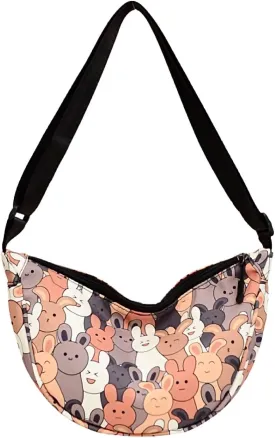 Crossbody Messenger Bag Cute Dumpling Bag Cartoon Canvas Shoulder Bag Kawaii Purse Upgraded Features Travel Essentials