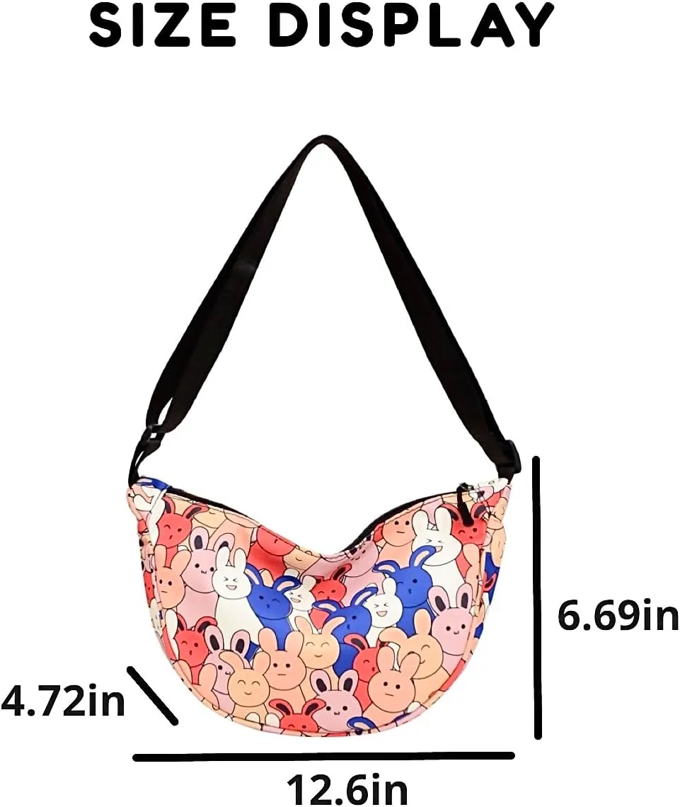 Crossbody Messenger Bag Cute Dumpling Bag Cartoon Canvas Shoulder Bag Kawaii Purse Upgraded Features Travel Essentials