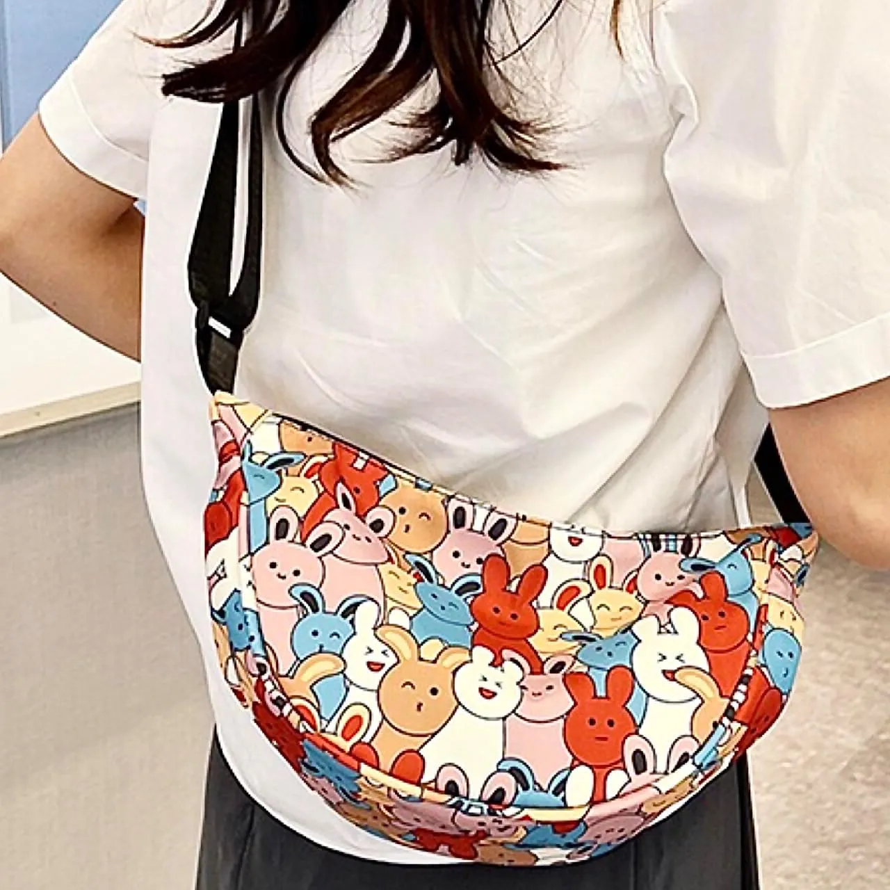 Crossbody Messenger Bag Cute Dumpling Bag Cartoon Canvas Shoulder Bag Kawaii Purse Upgraded Features Travel Essentials