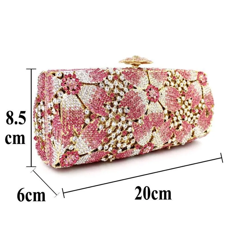 Crystal Flower Bridal Clutch Rhinestone Evening Bag