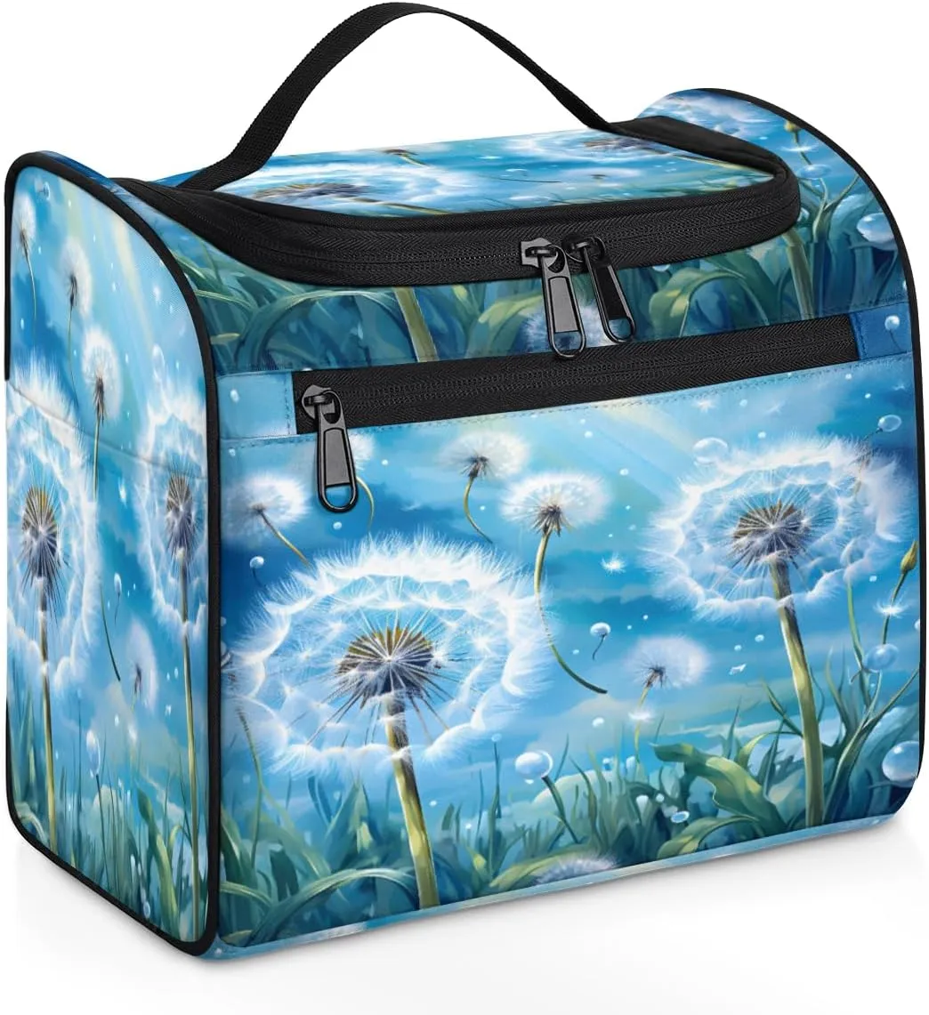 Dandelion Plant Travel Toiletry Bag for Men and Women, Large Hanging Makeup Bag Organizer Toiletries Bag for Travel, Dandelion Cosmetic Bag with Handle