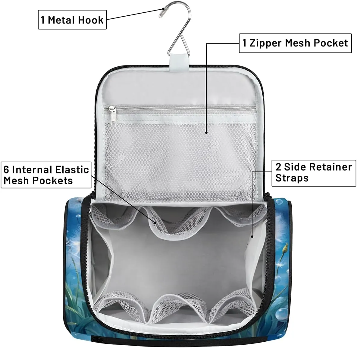 Dandelion Plant Travel Toiletry Bag for Men and Women, Large Hanging Makeup Bag Organizer Toiletries Bag for Travel, Dandelion Cosmetic Bag with Handle