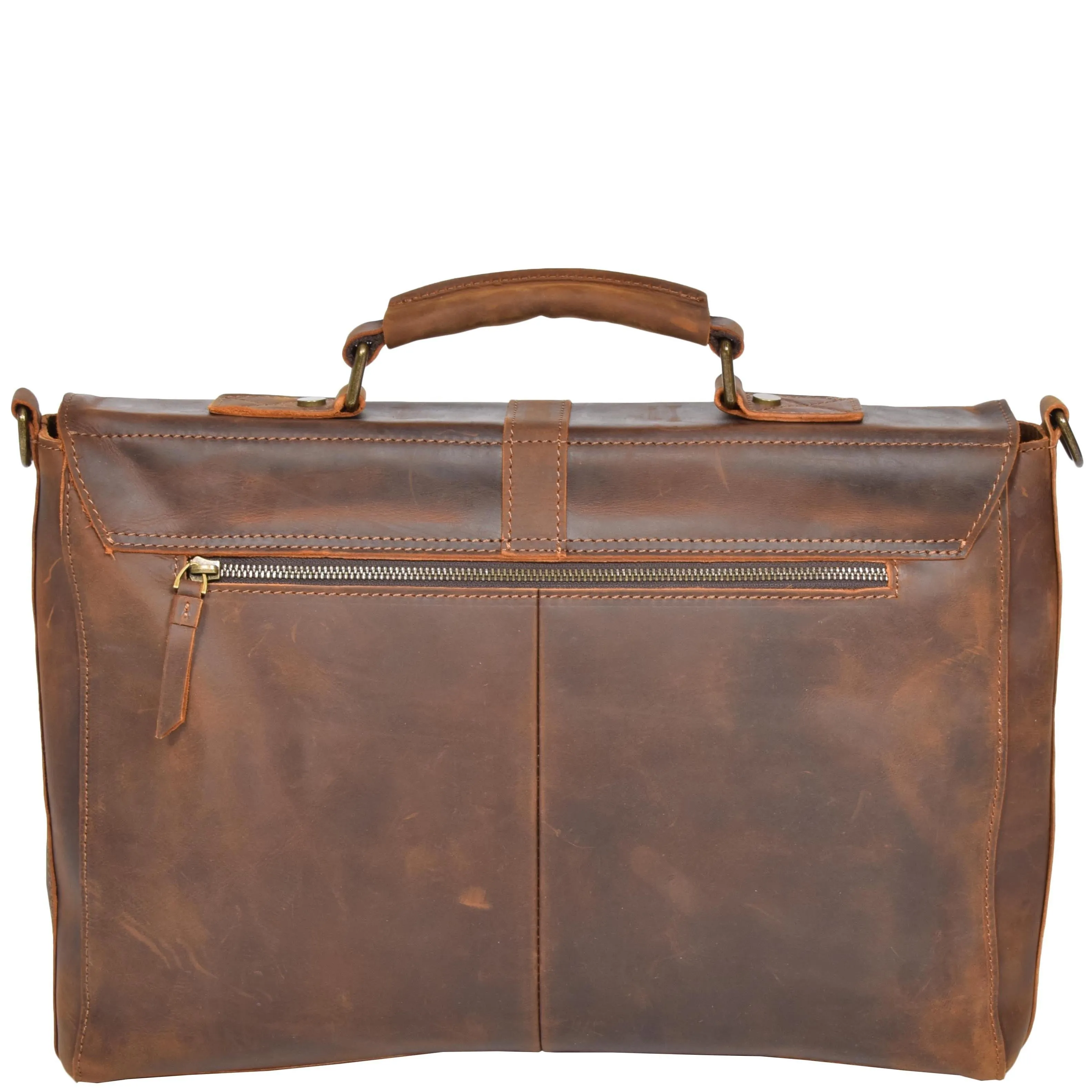 DR653 Men's Cross Body Bag Real Leather Vintage Briefcase Tan