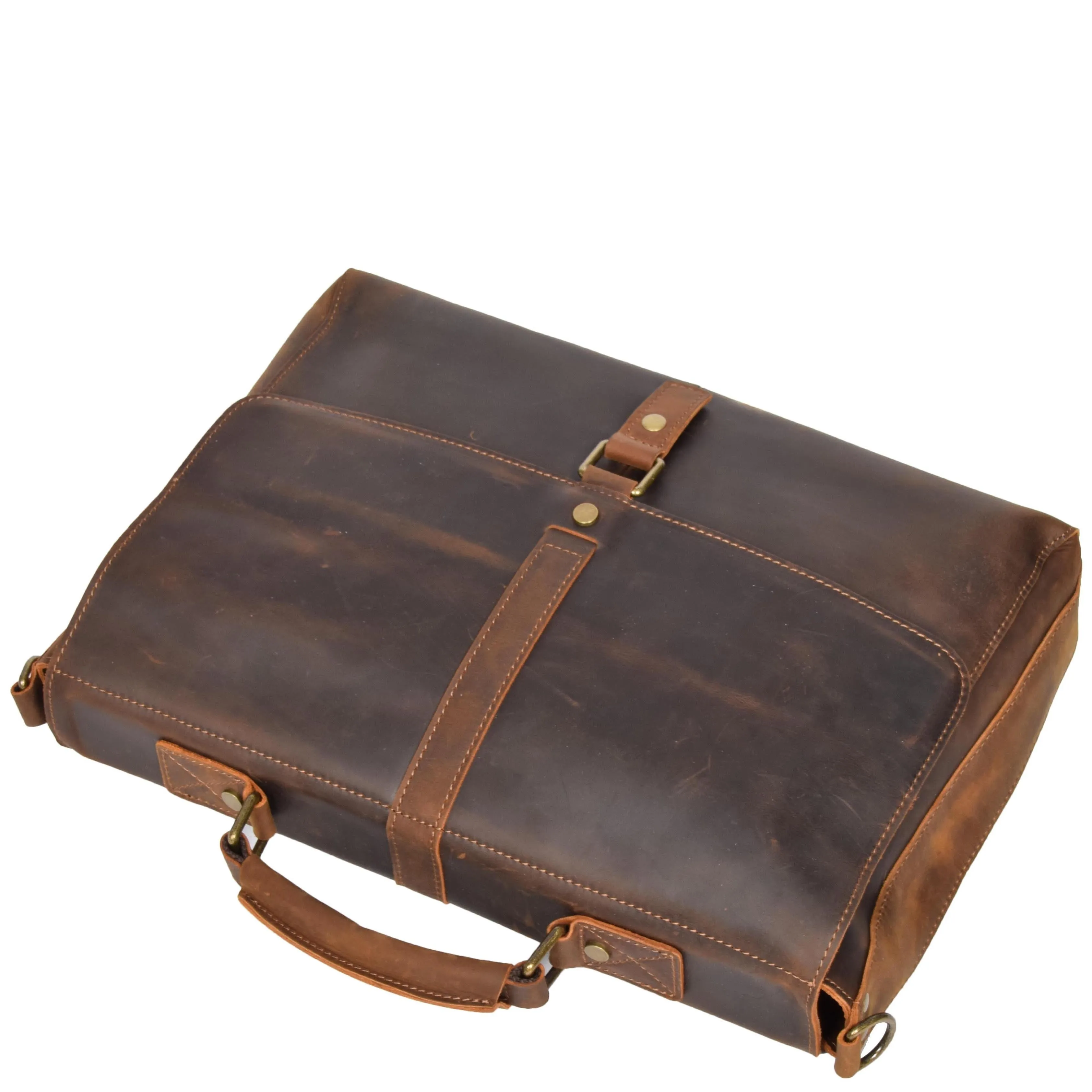 DR653 Men's Cross Body Bag Real Leather Vintage Briefcase Tan