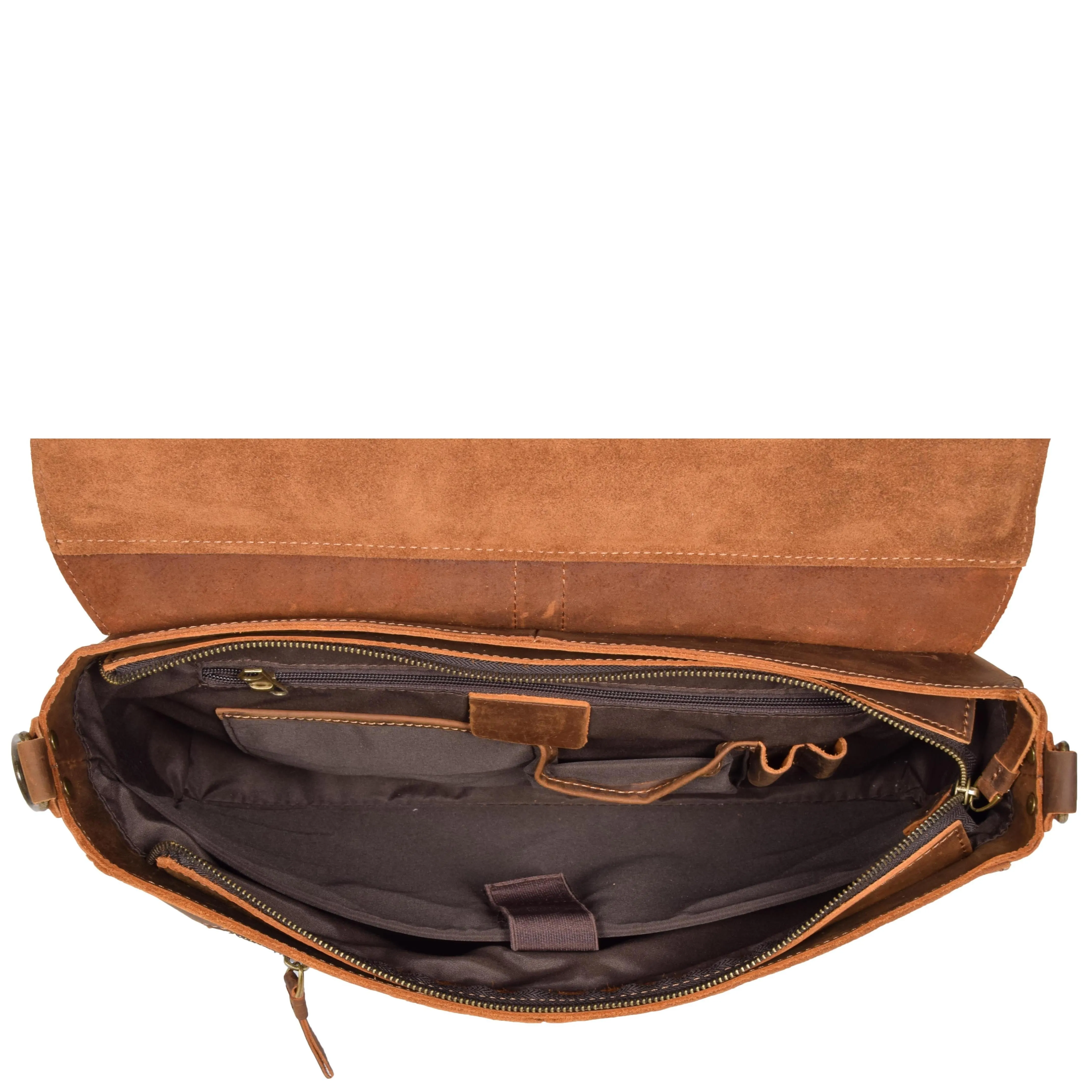 DR653 Men's Cross Body Bag Real Leather Vintage Briefcase Tan