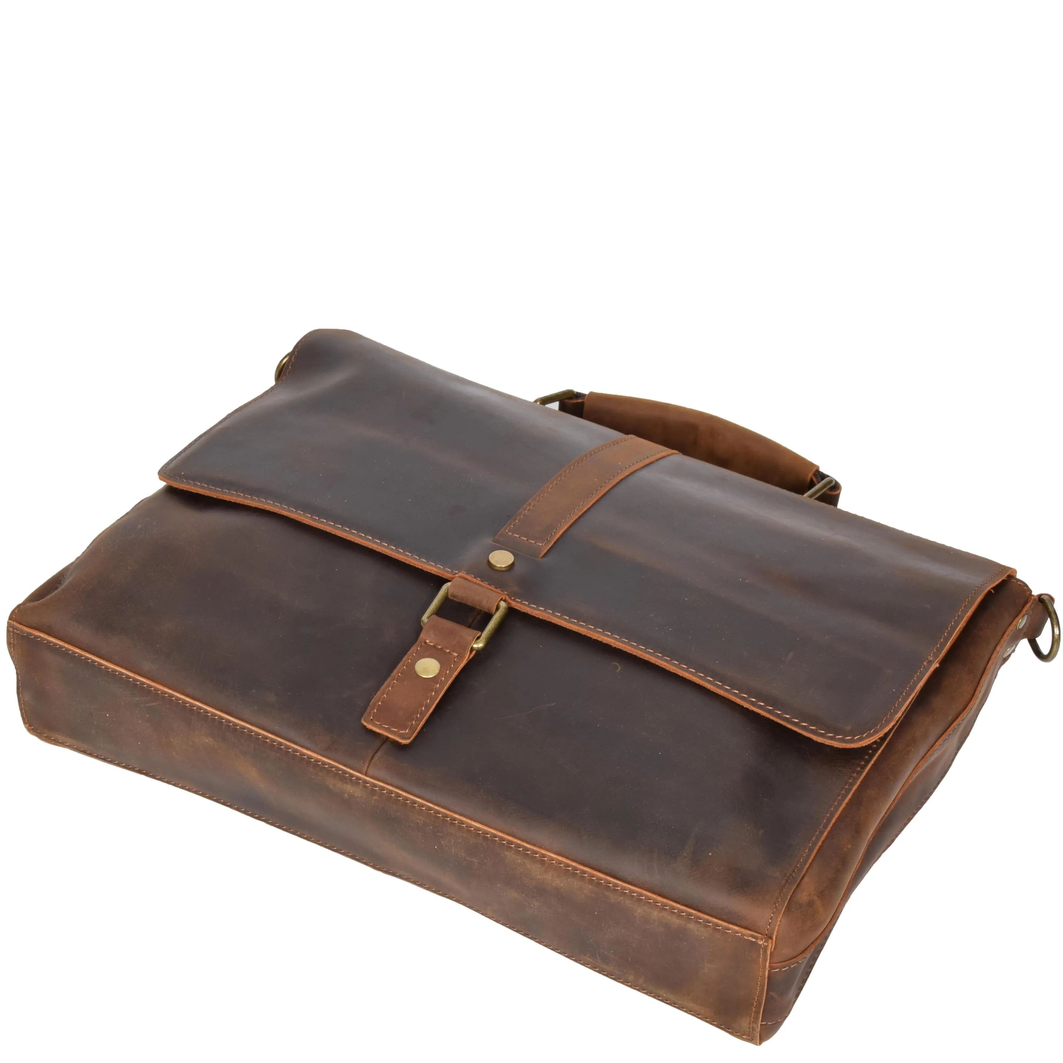 DR653 Men's Cross Body Bag Real Leather Vintage Briefcase Tan