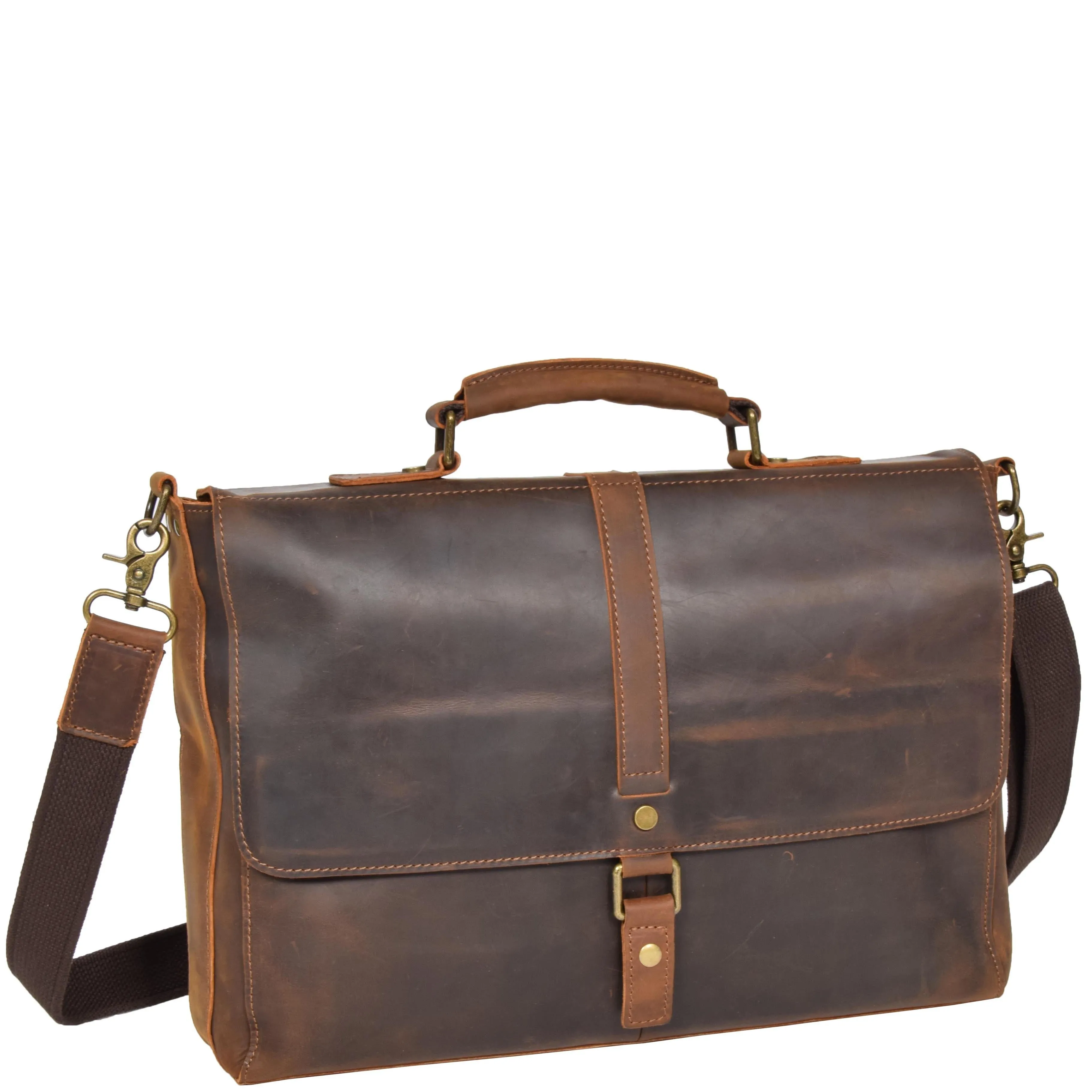 DR653 Men's Cross Body Bag Real Leather Vintage Briefcase Tan
