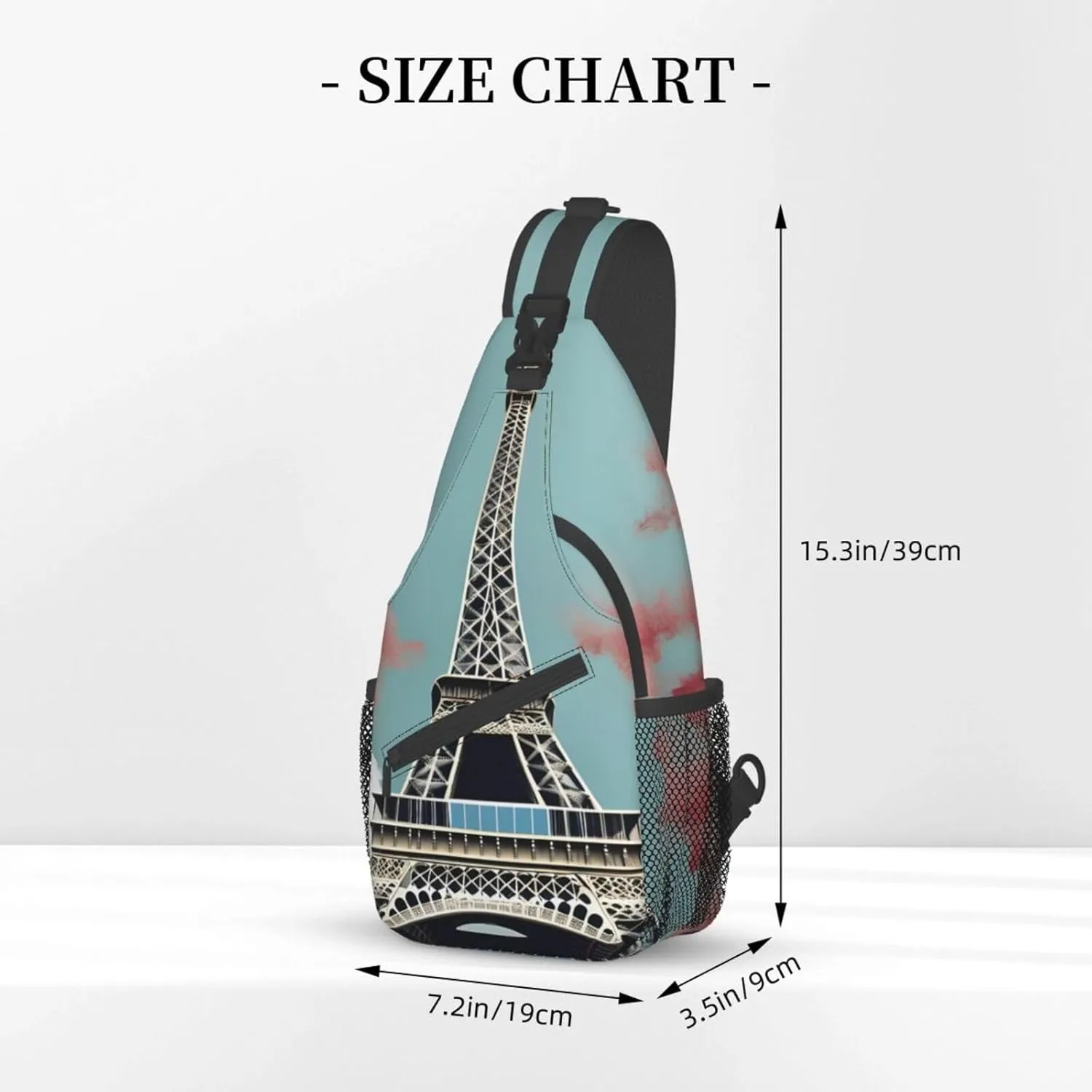Eiffel Tower Shoulder Bag Crossbody Backpack Chest Bag Lightweight Sling Daypackstravel Hiking Cycling For Men Women