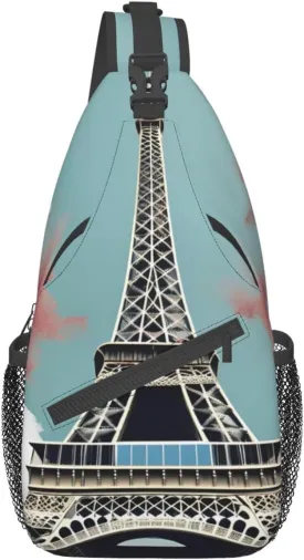 Eiffel Tower Shoulder Bag Crossbody Backpack Chest Bag Lightweight Sling Daypackstravel Hiking Cycling For Men Women