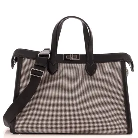 FENDI Peekaboo ISeeU Forty8 Handbag Houndstooth Wool