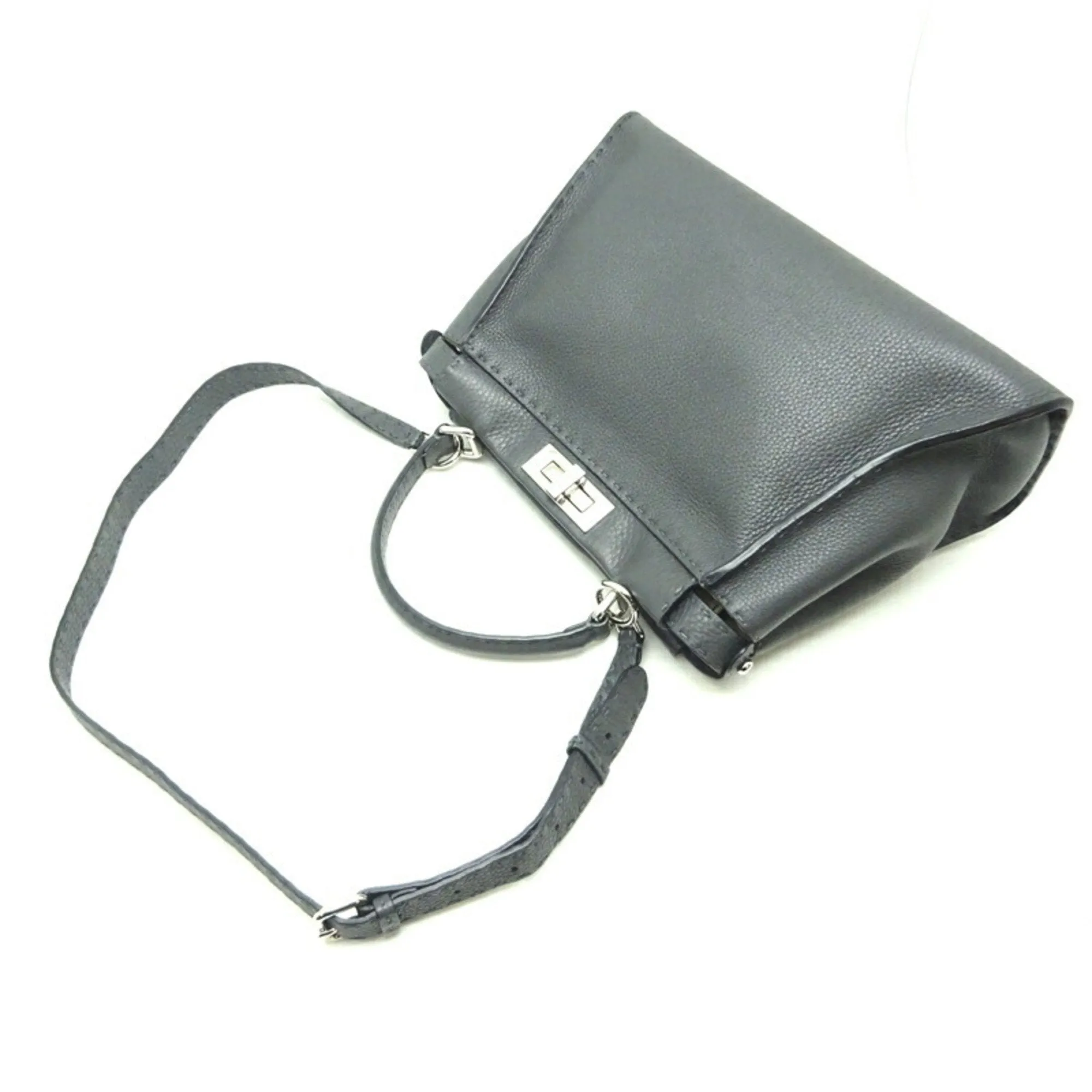 Fendi Peekaboo Medium 2Way Ladies Handbag 8BN290 Selleria Leather Gray