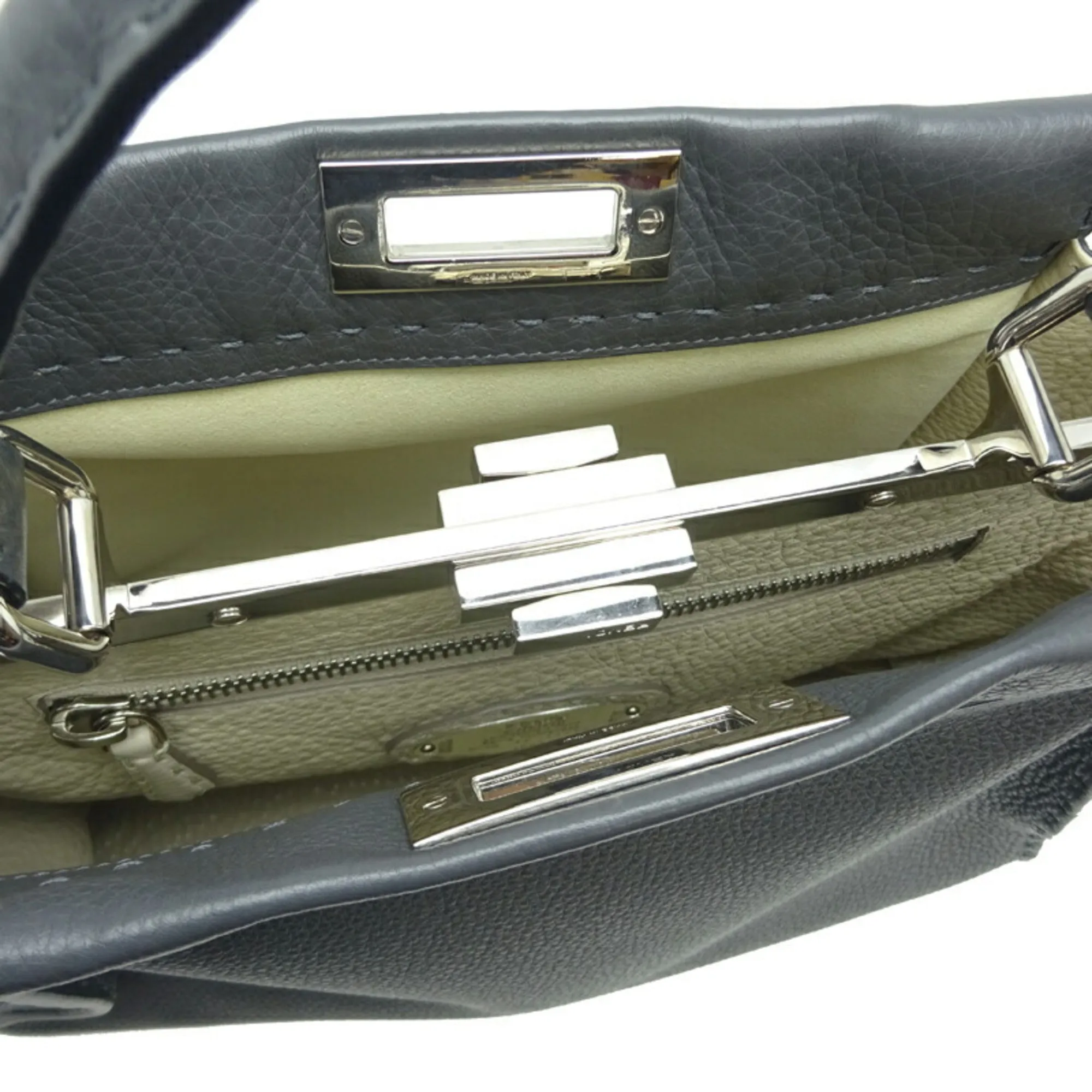 Fendi Peekaboo Medium 2Way Ladies Handbag 8BN290 Selleria Leather Gray