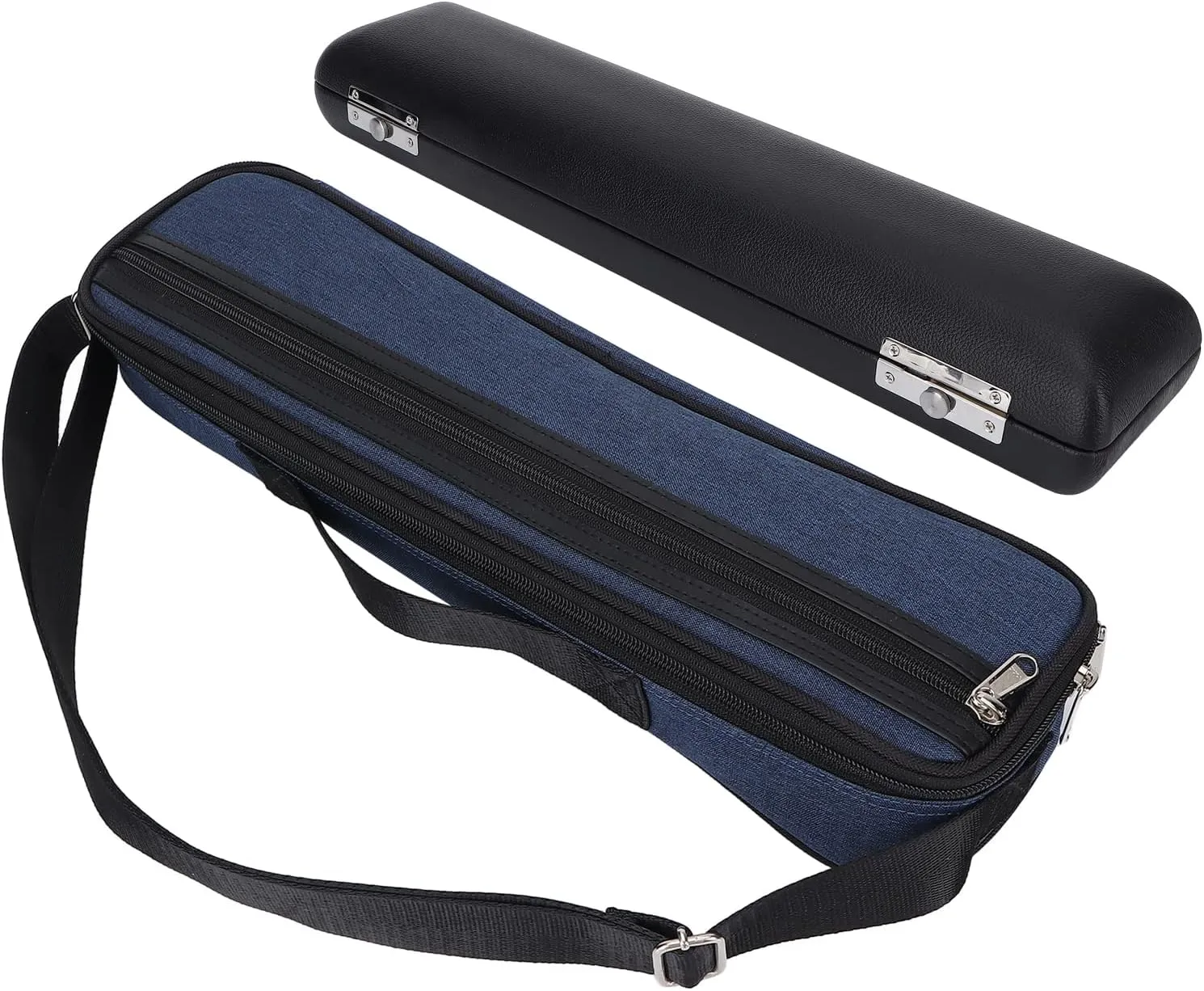 Flute Case Bag, 17 Hole Portable Box Set with PU Leather Inner Box, Oxford Cloth Outer Bag, Cross Body & Hand Carry Options, Lightweight & Waterproof (15.6 * 3.5 * 2in)