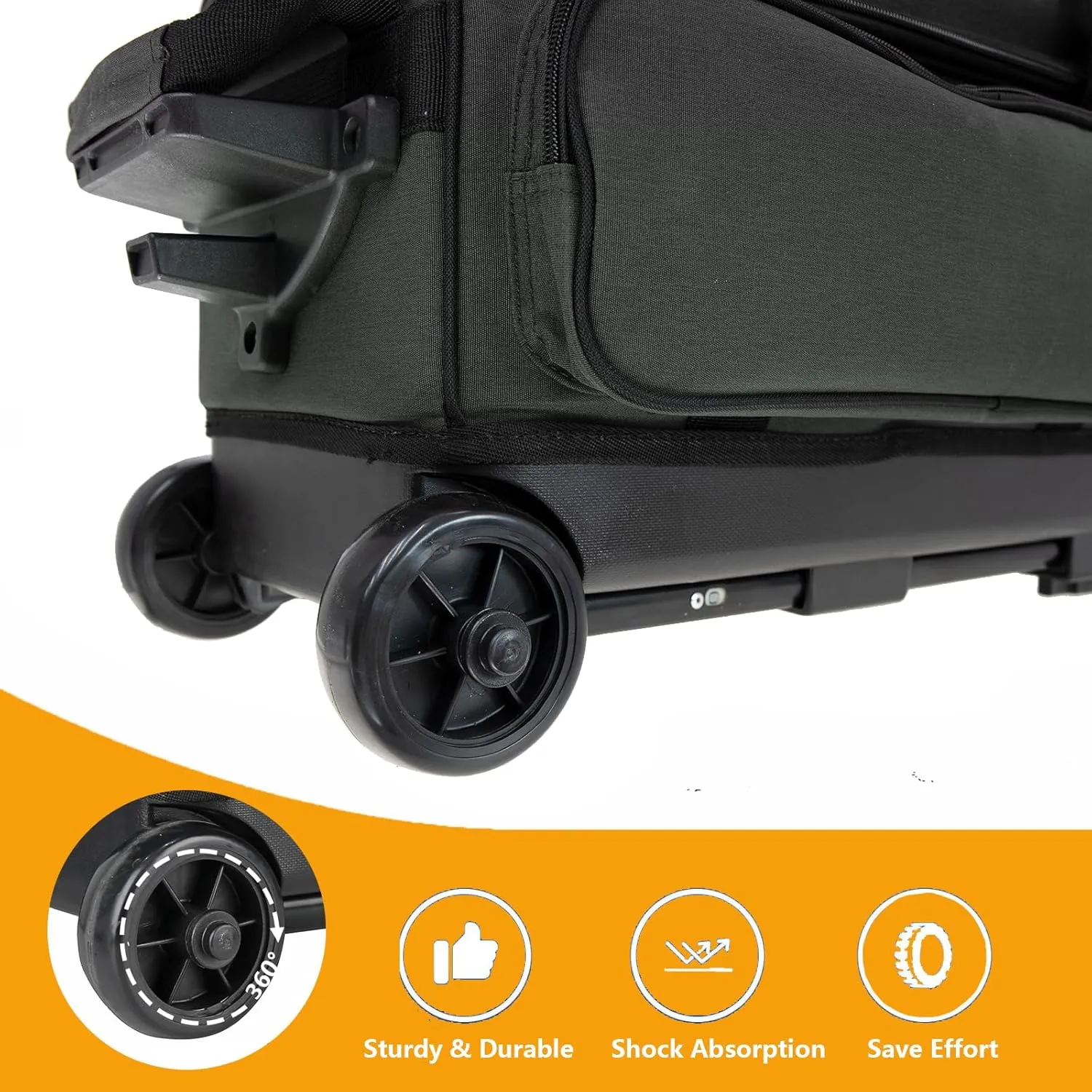 Goloni Double Roller 2 Ball Bowling Bag with Separate Shoe Compartment,2 Ball Bowling Bag with Wheels,Retractable Handle Extends to 40"